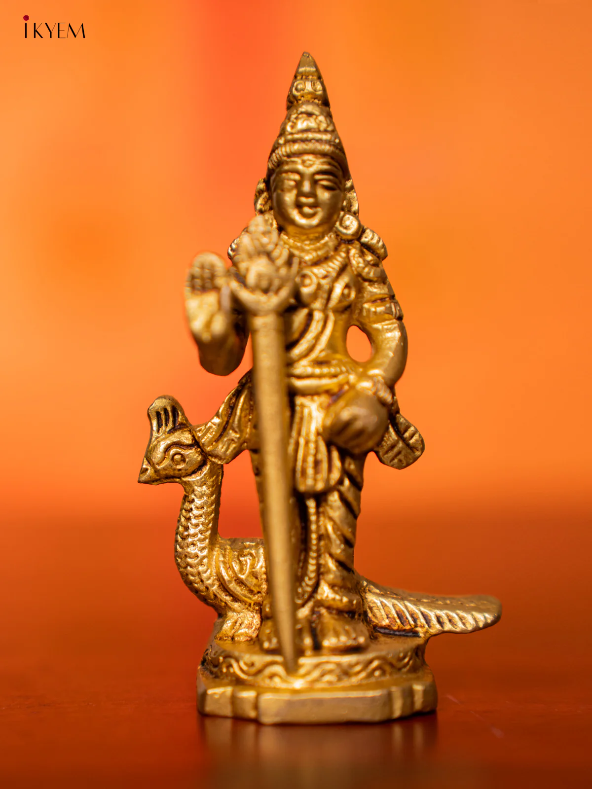 Brass Murugar with Peacock Idol - 3.5 Inch - KI07132 - Image 4