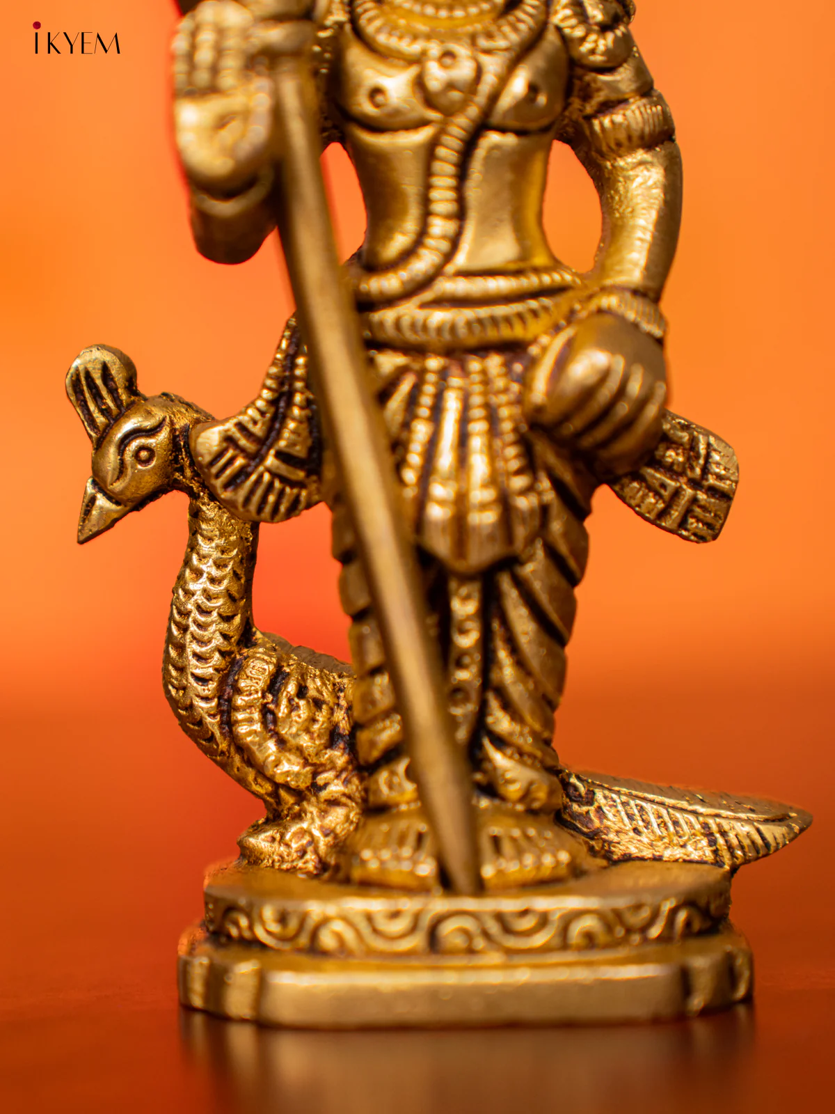Brass Murugar with Peacock Idol - 4.5 Inches - KI07133 - Image 4