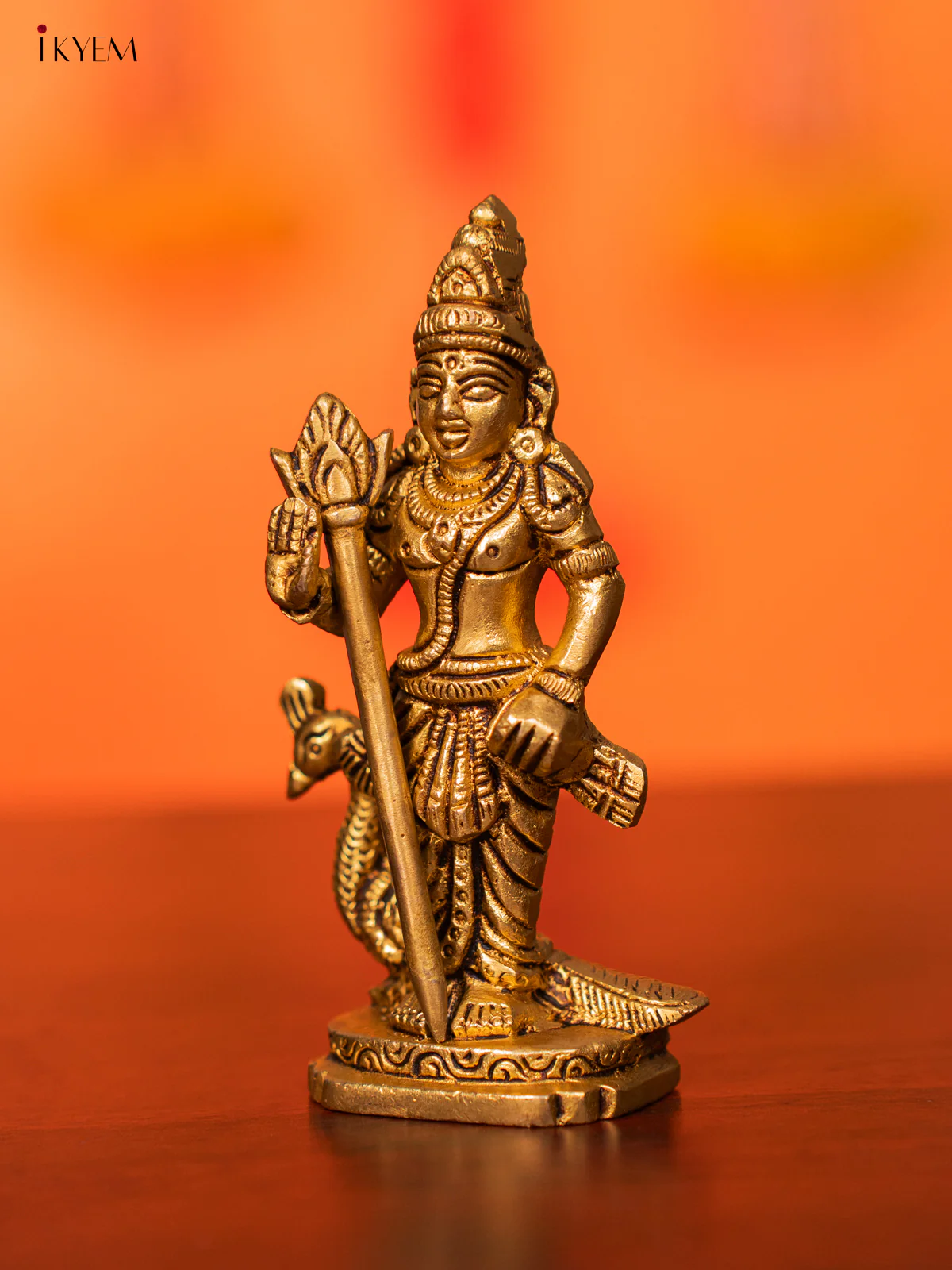 Brass Murugar with Peacock Idol - 4.5 Inches - KI07133 - Image 5