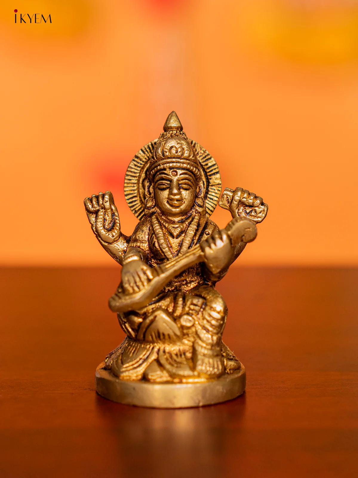 Brass Saraswathi Idol - 3 Inch - KI07144