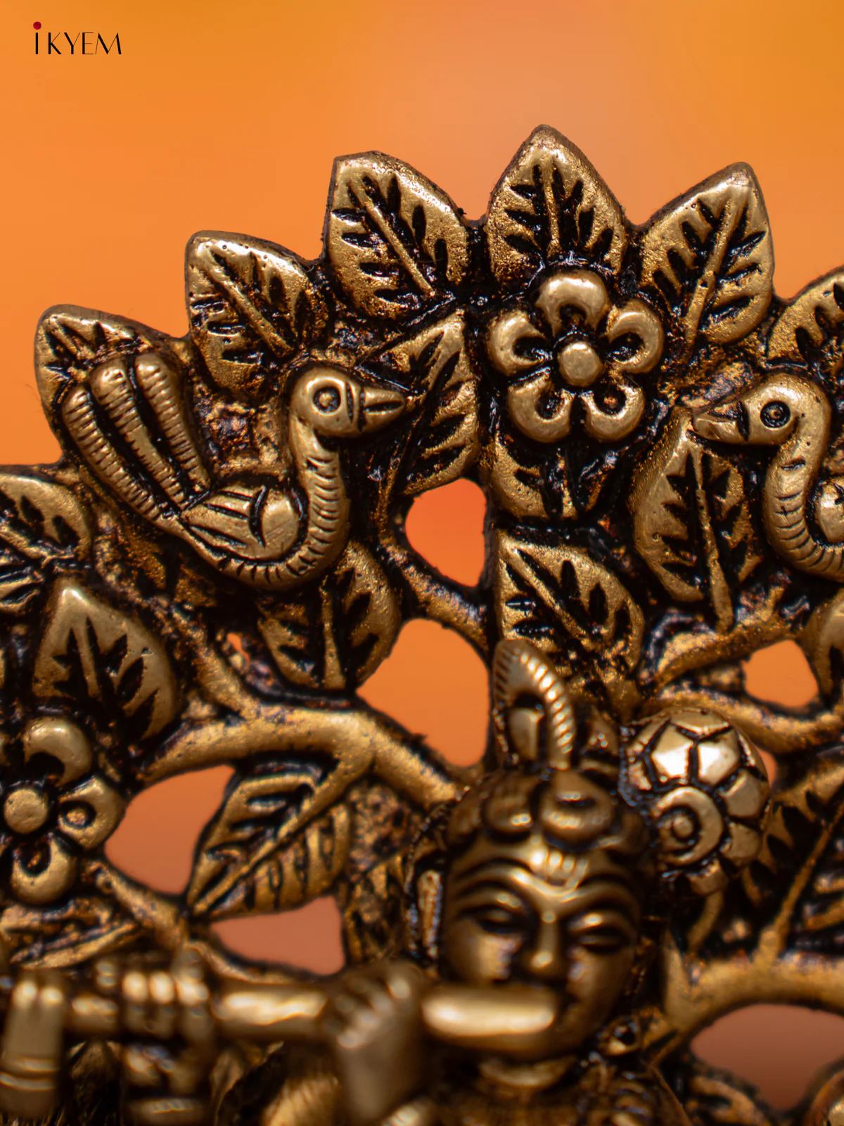 Brass Krishana with Tree & Peacock Idol - 5 Inch - KI07151 - Image 3