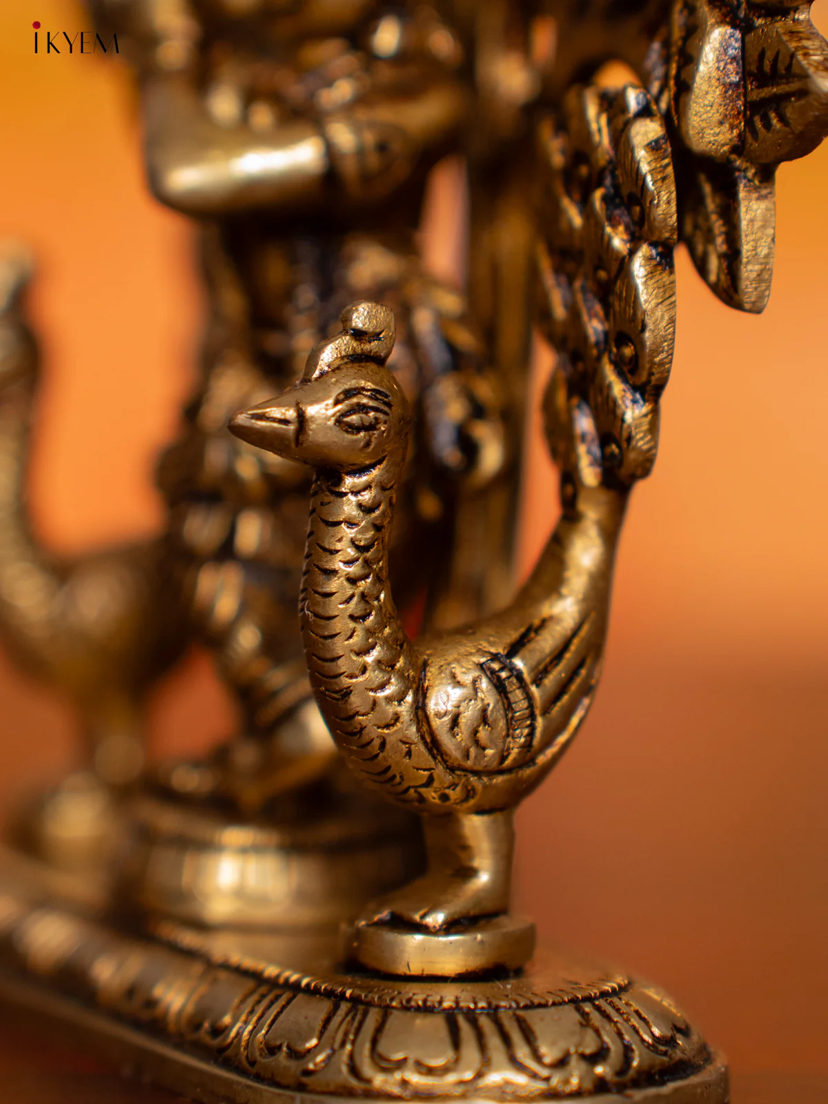 Brass Krishana with Tree & Peacock Idol - 5 Inch - KI07151 - Image 4