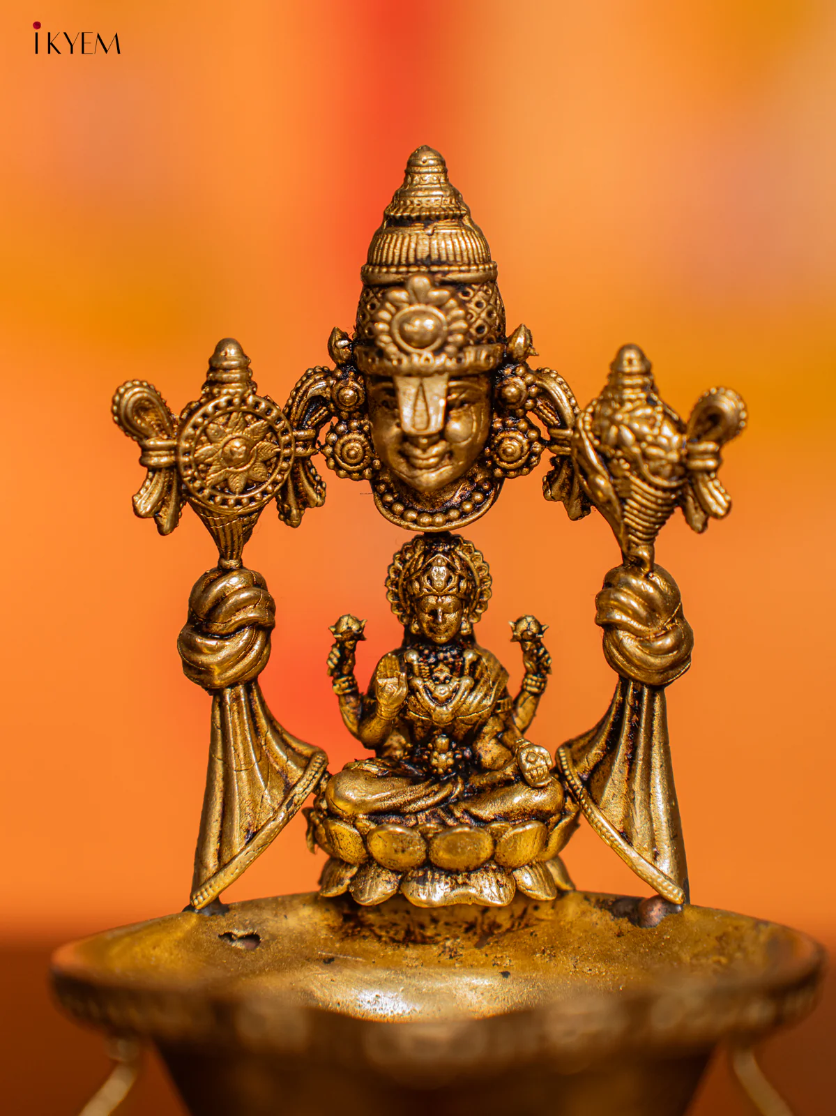 Brass Balaji Diya with Lakshmi - 4.5 Inches - KI07161 - Image 3