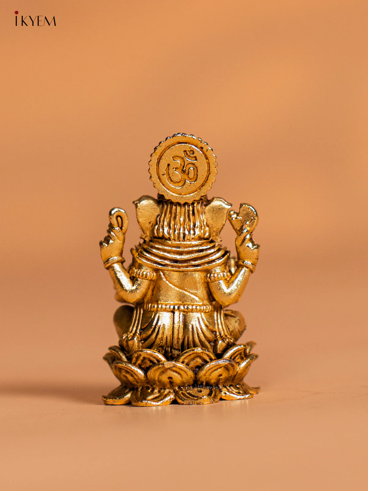 Brass Ganesha on Lotus Idol - 2 Inches - KI07175 - Image 4