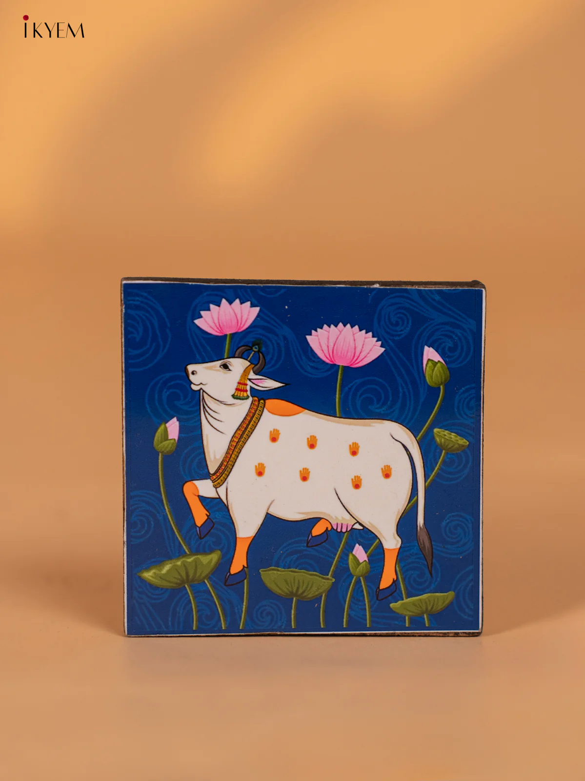 Digital Printed Cow Blue Manai (2.5x2.5) Inches - KI08128