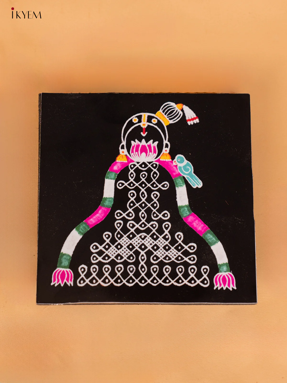 Digital Printed Sikku Kolam Manai - Andal black (4x4) - KI08131 - Image 2