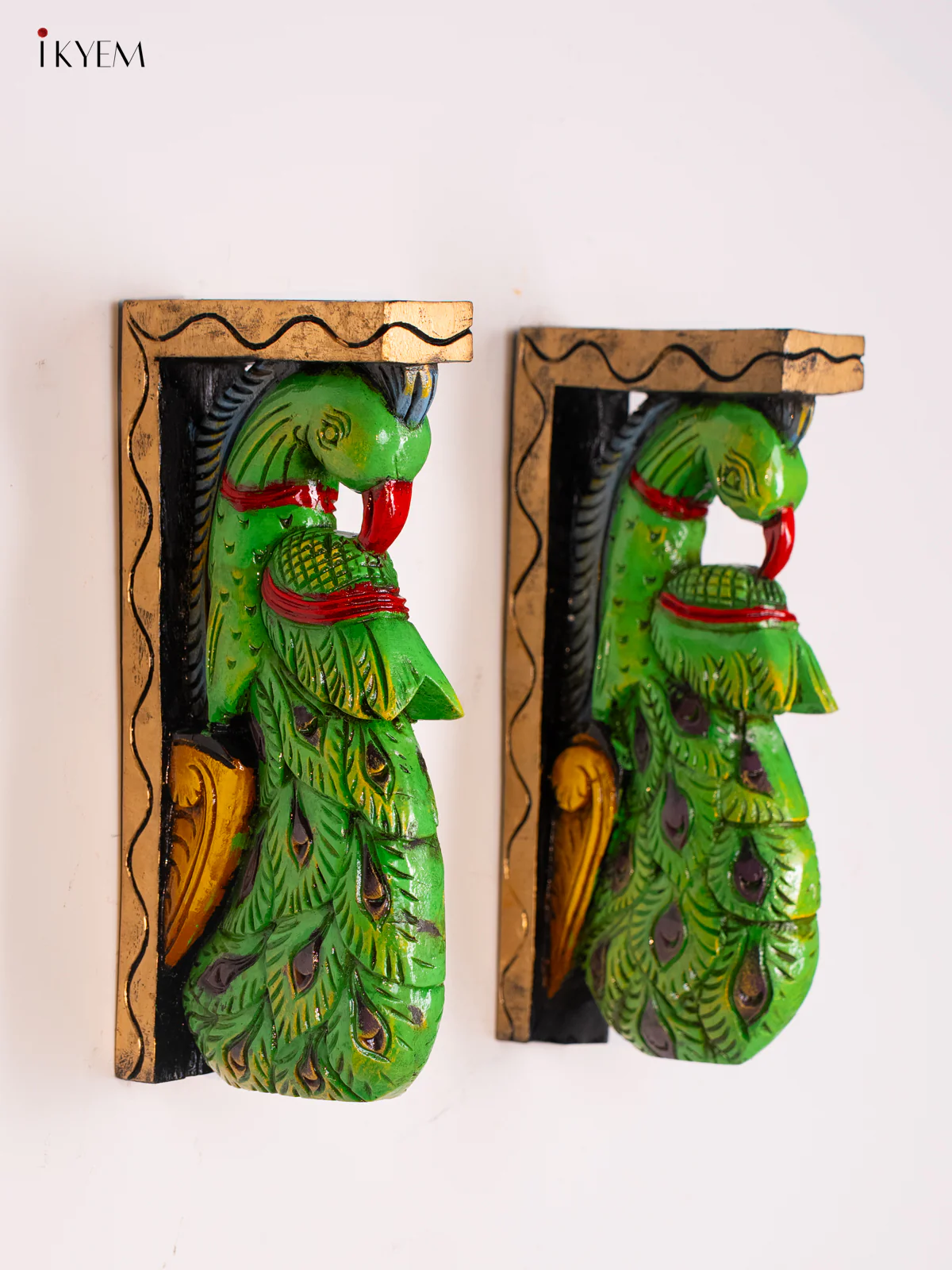 Wooden Hand Painted Peacock Wall Bracket - 12 Inches - KI17122 - Image 4