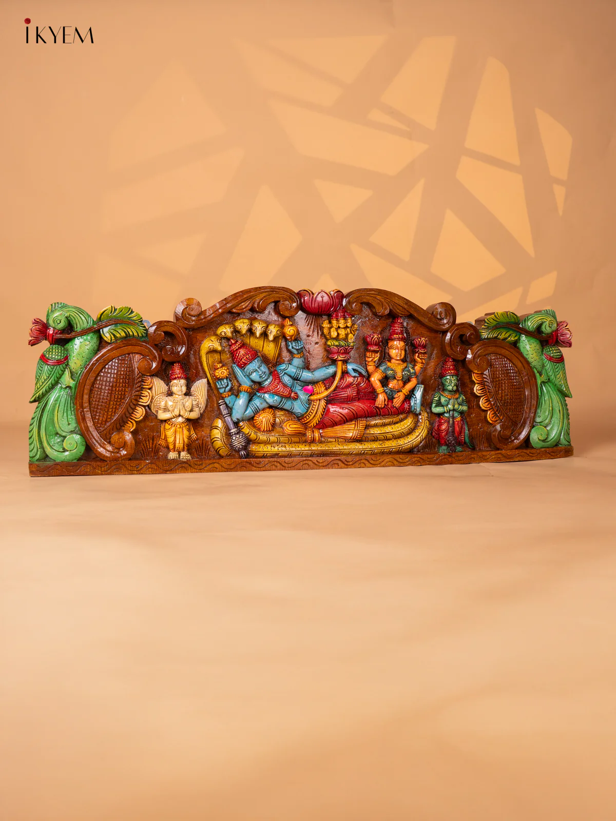 Wooden Hand Painted Ranganathar with Lakshmi Panel - KI17127 - Image 2
