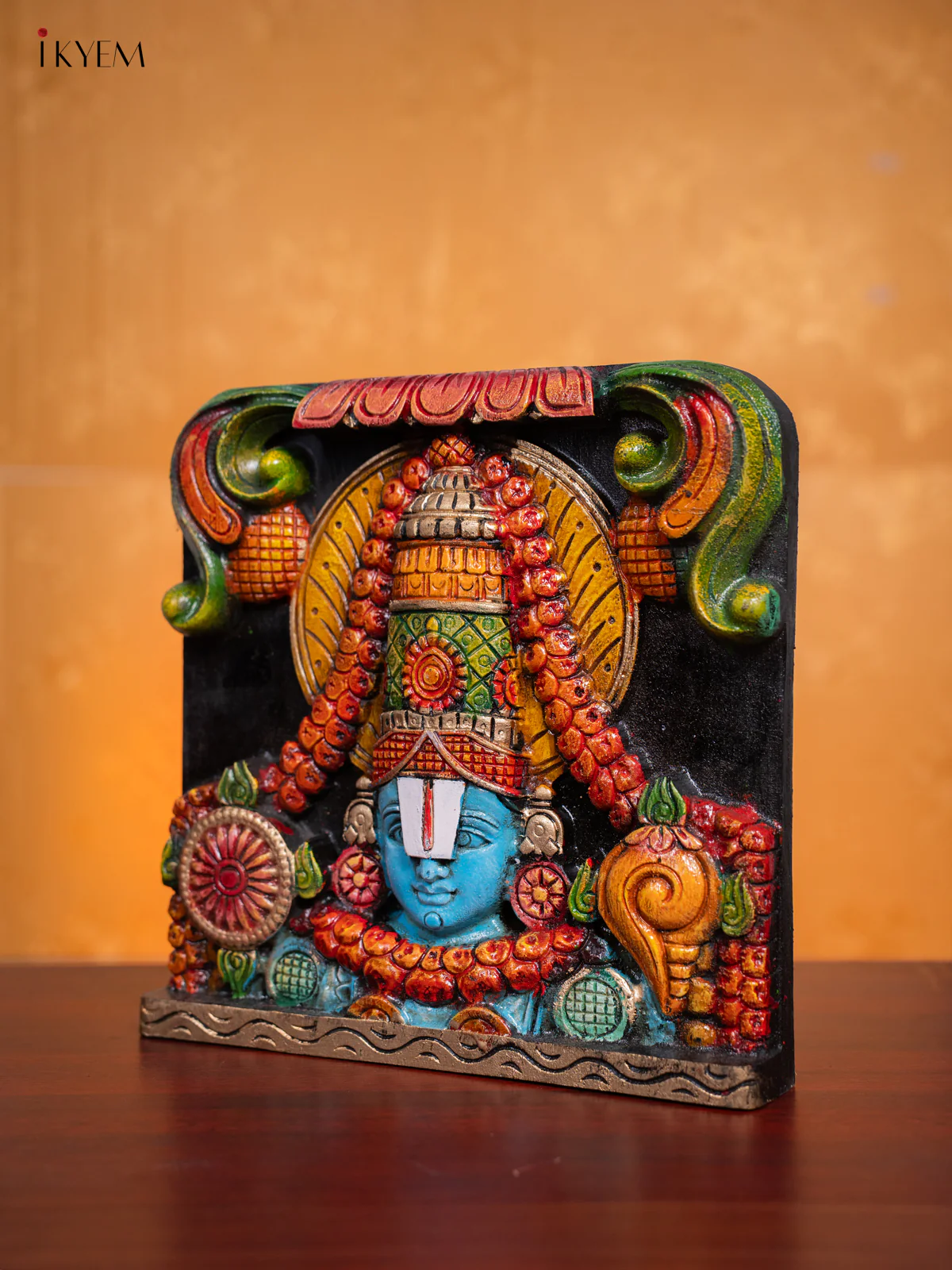 Wooden Hand Painted Balaji Head Wall hanging Frame - 12 Inches - KI17135 - Image 4