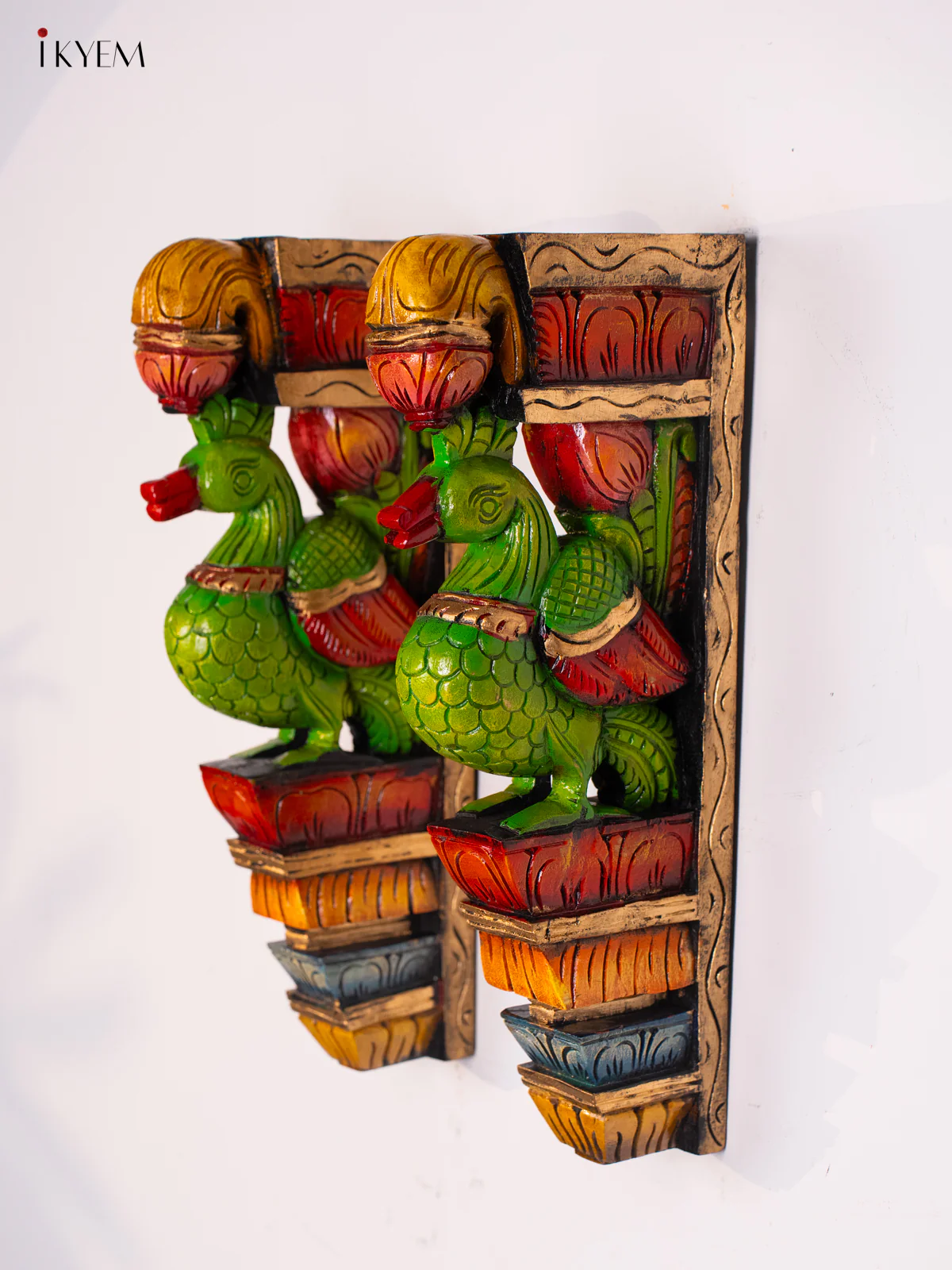 Wooden Hand Painted Annapakshi Wall Bracket - 18 Inches - KI17139 - Image 2