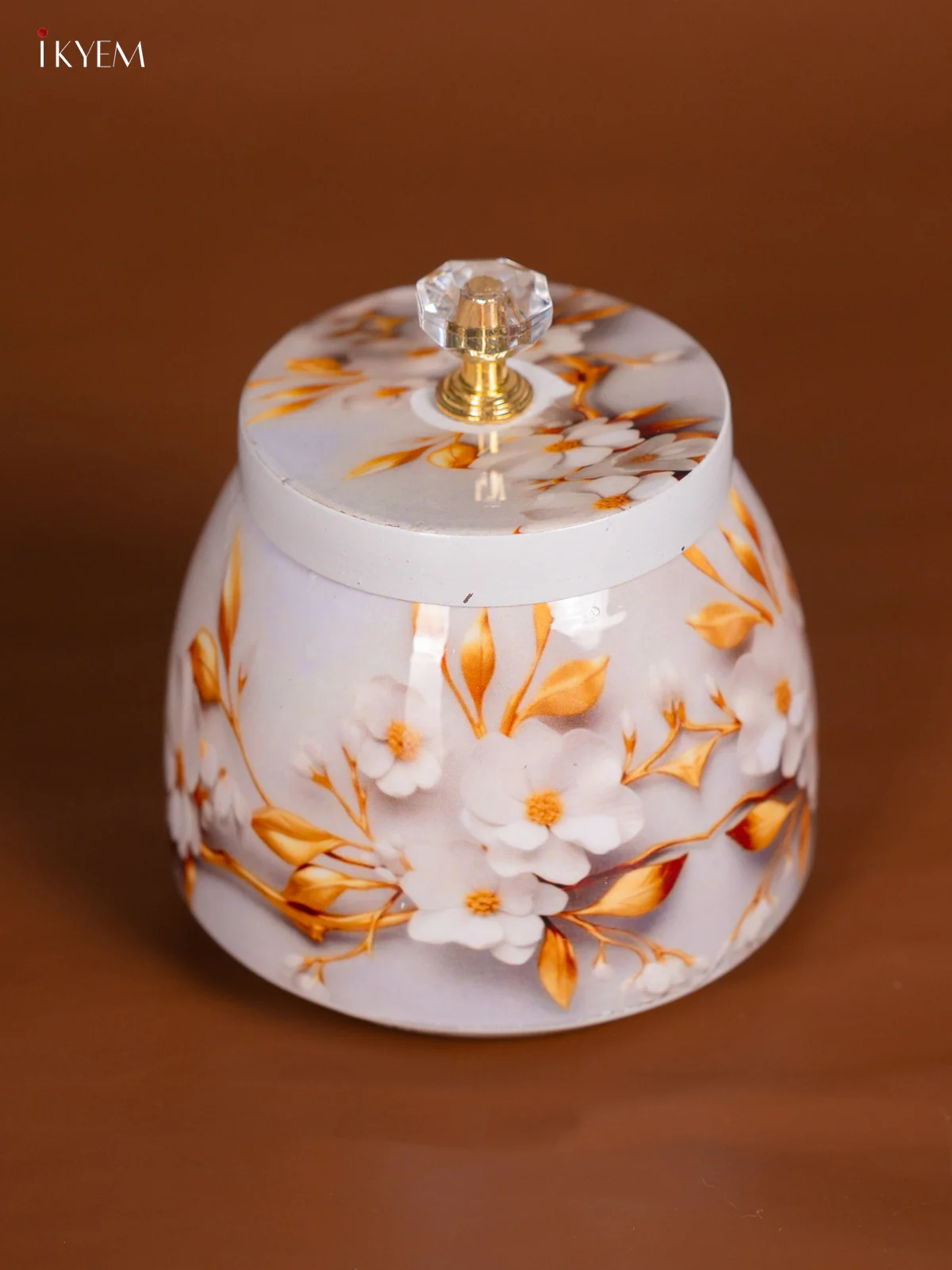 Floral Digital Printed Dry Fruit Jar - White - 4 Inch - KI19113 - Image 2