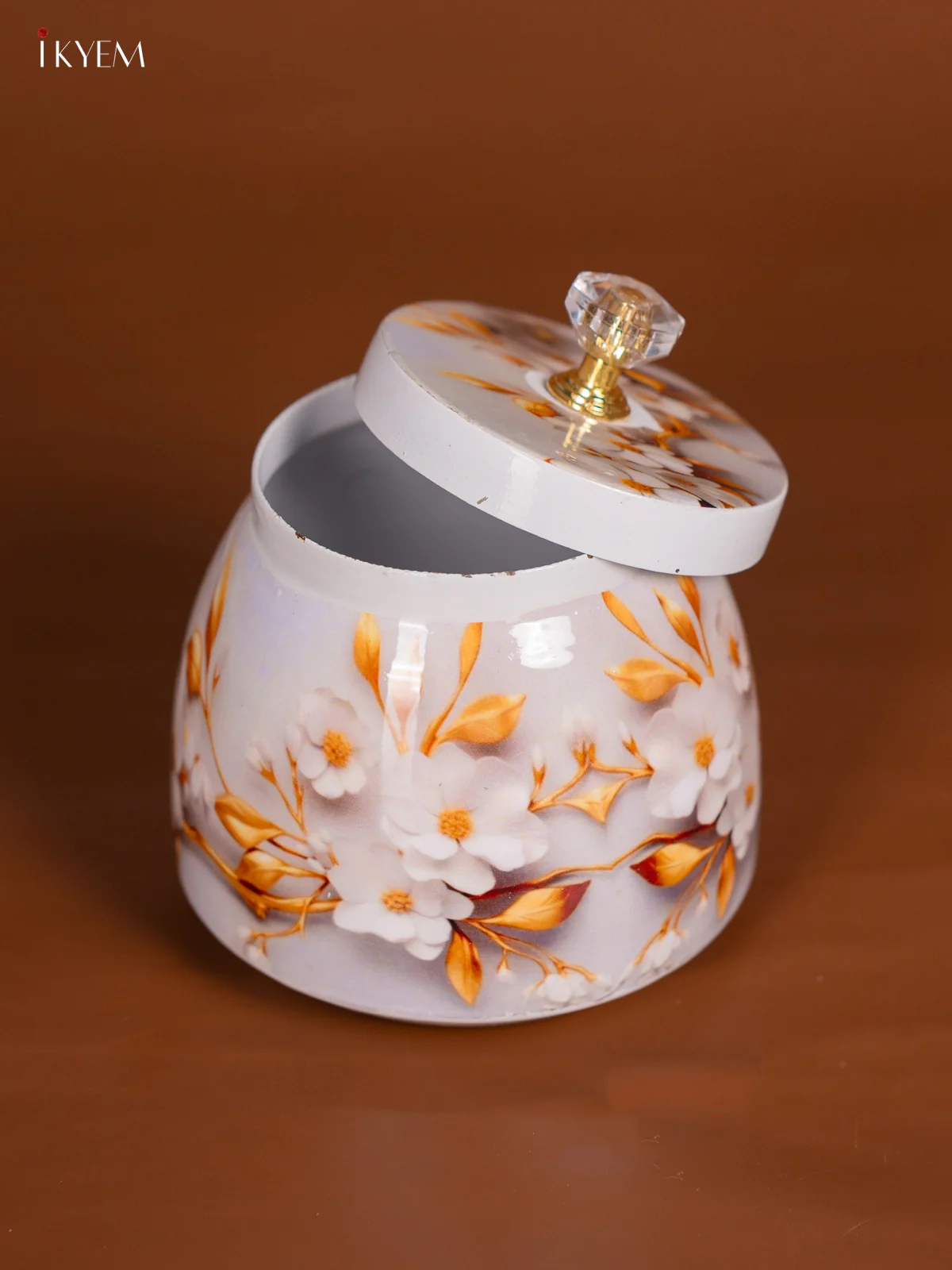 Floral Digital Printed Dry Fruit Jar - White - 4 Inch - KI19113 - Image 3