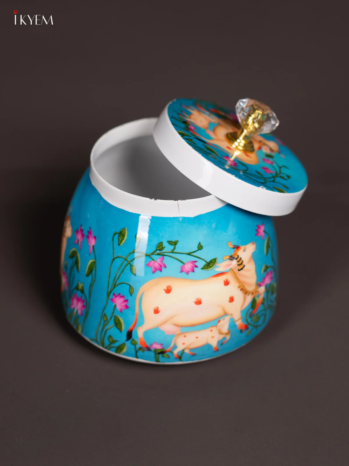 Sky Blue Digital Printed Cow & Calf Dry Fruit Jar – 4 Inch - KI19114 - Image 3