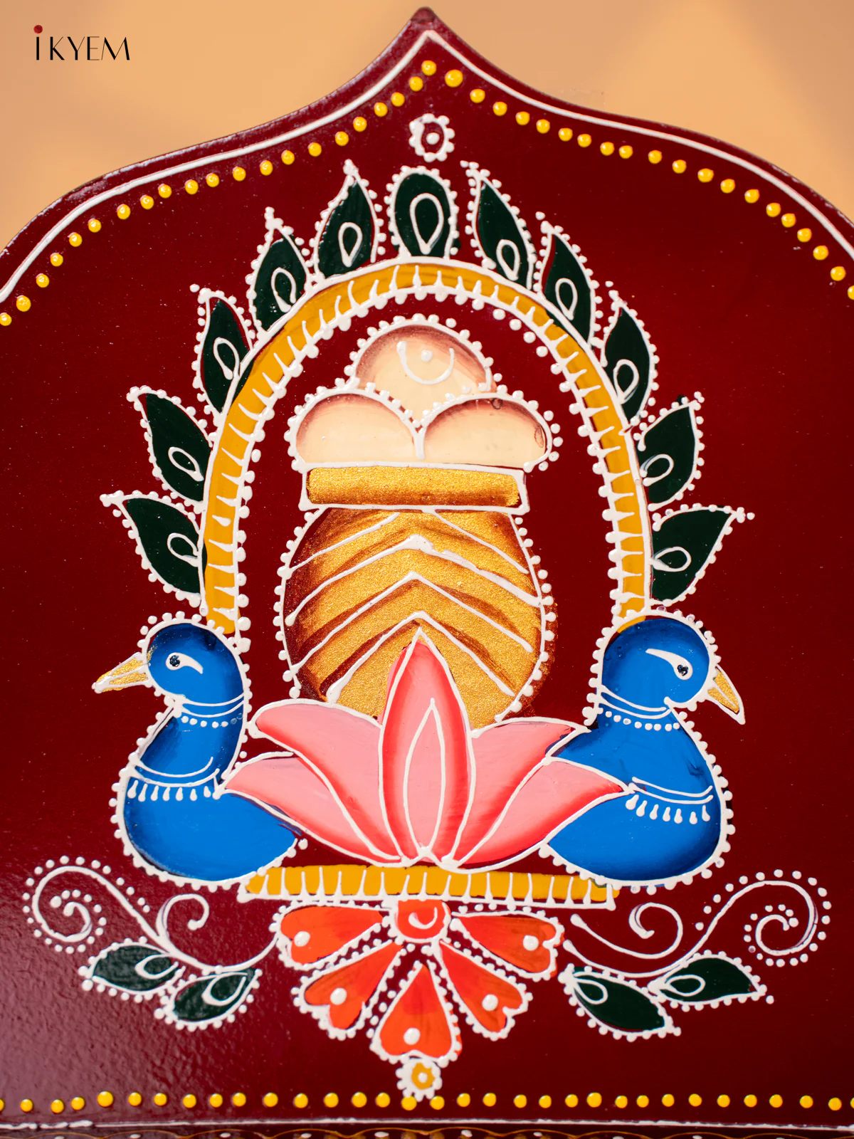Hand painted Wooden Peacock 2-Step Golu Stand - Red - 16 Inches - KI19125 - Image 5