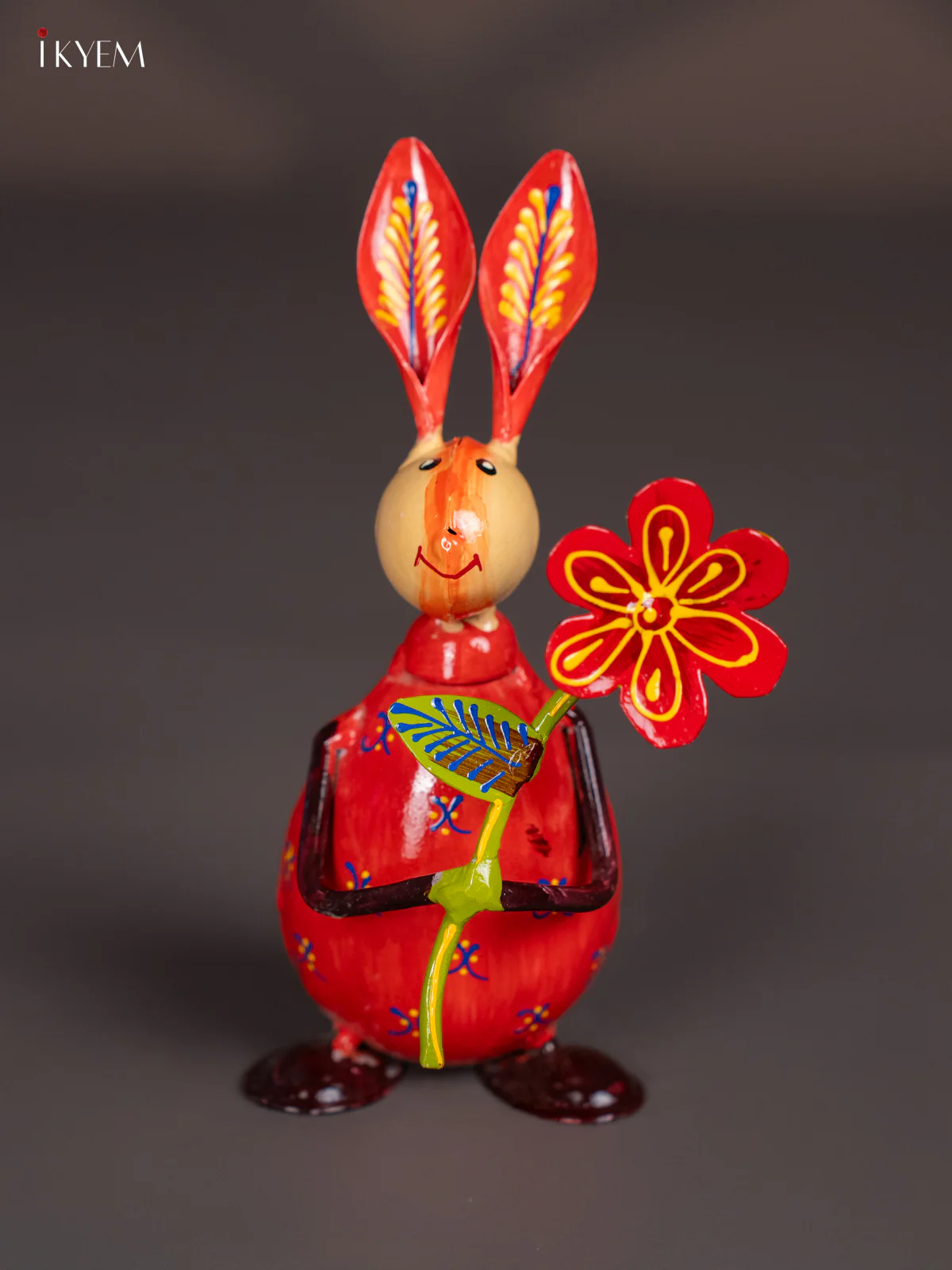Hand-Painted Rabbit Metal Decor Set of 3 - 6 Inch - KI20129 - Image 4