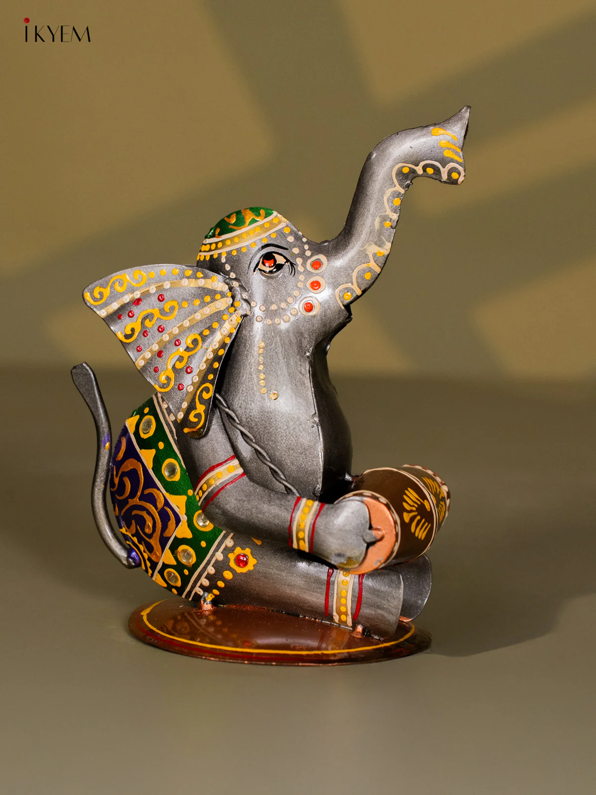 Hand-Painted Musical Elephant Metal Decor Set of 3 - 7 Inch - KI20131 - Image 4