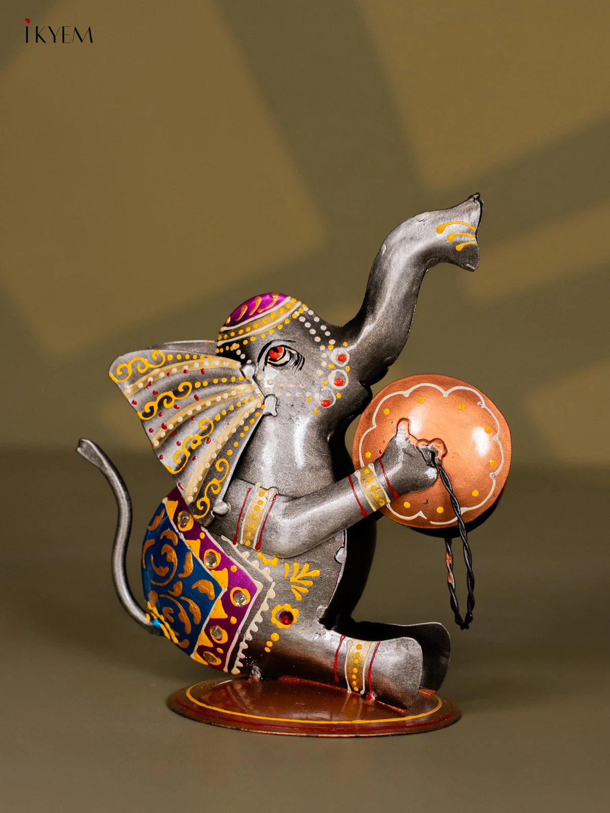 Hand-Painted Musical Elephant Metal Decor Set of 3 - 7 Inch - KI20131 - Image 5
