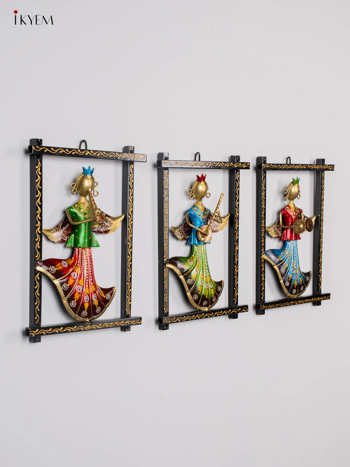Hand-Painted Musician Angels Metal Wall Frame Set of 3 - 11.5 Inch - KI20136 - Image 6
