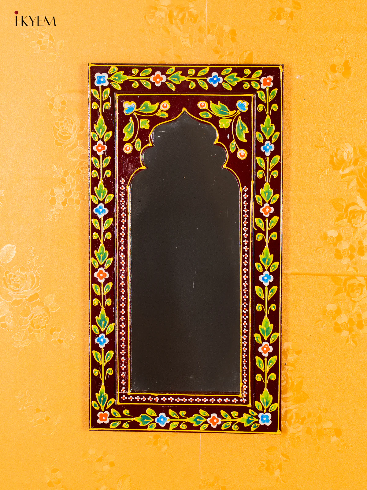 Wooden Hand Painted Mirror wall Frame - Brown - 18 Inches - KI20146 - Image 2