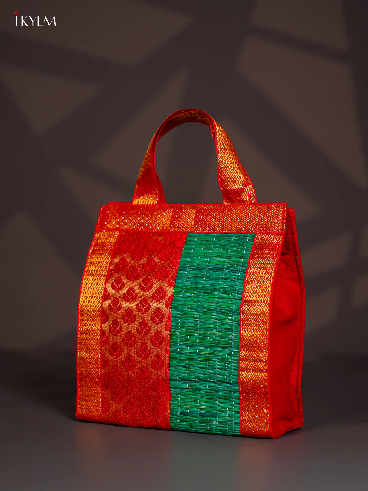 Red Raw Silk with Korai Bag - Green - 9 Inches - KI22118 - Image 3