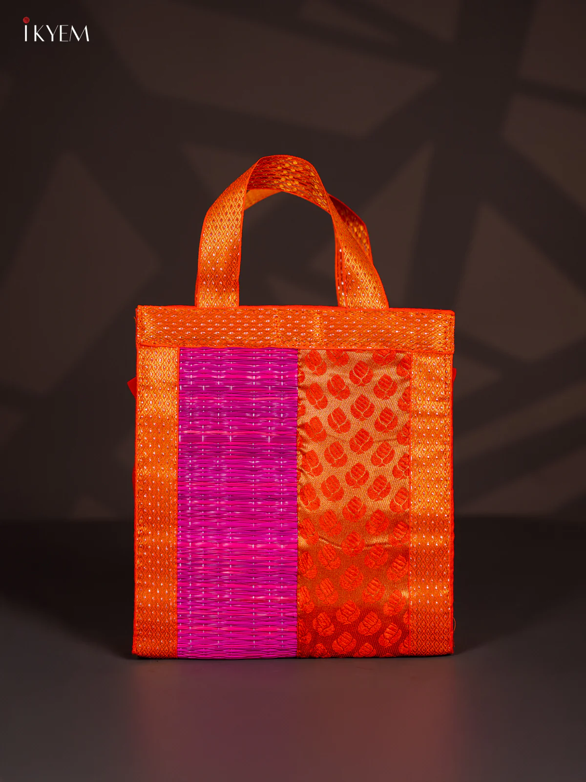 Orange Raw Silk with Korai Bag - Pink - 9 Inches - KI22119
