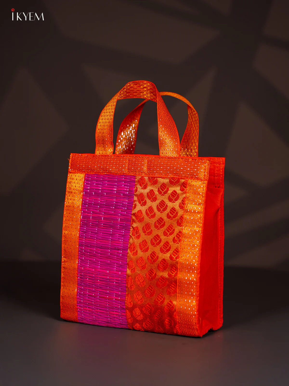 Orange Raw Silk with Korai Bag - Pink - 9 Inches - KI22119 - Image 3