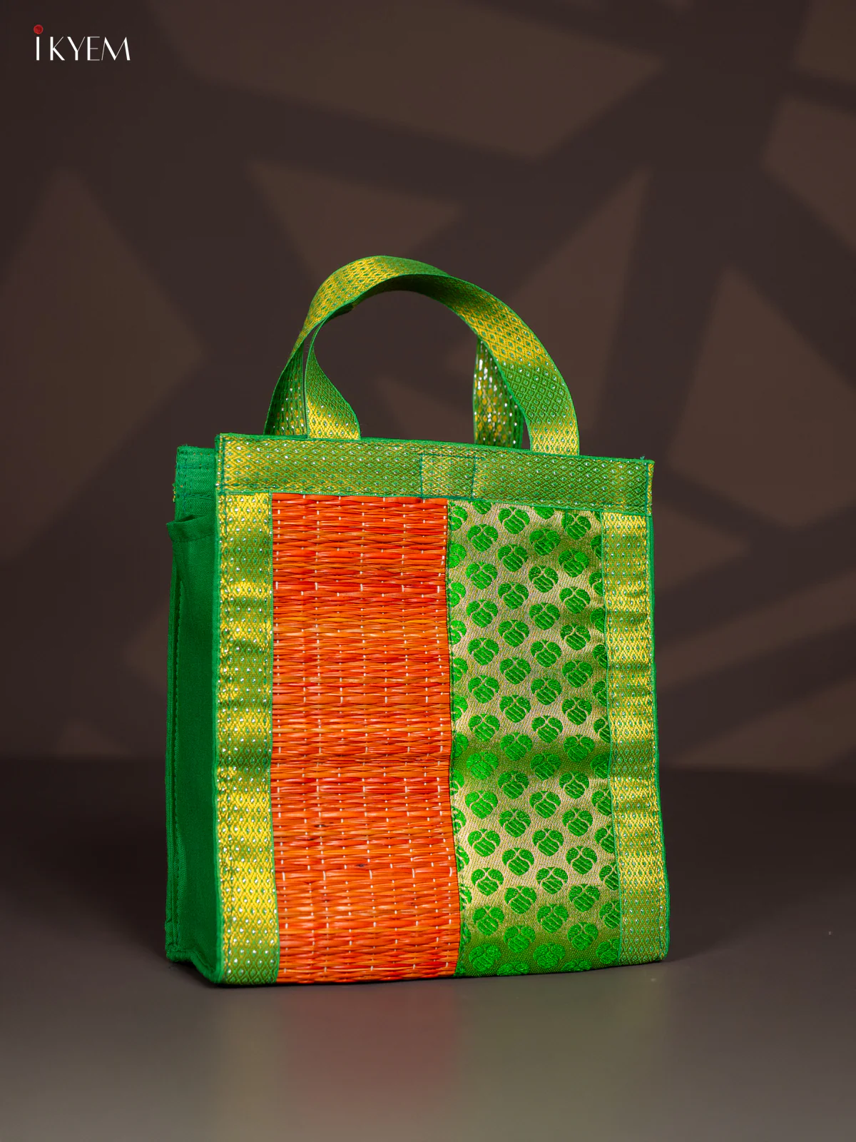 Green Raw Silk with Korai Bag - Orange - 9 Inch - KI22121 - Image 2