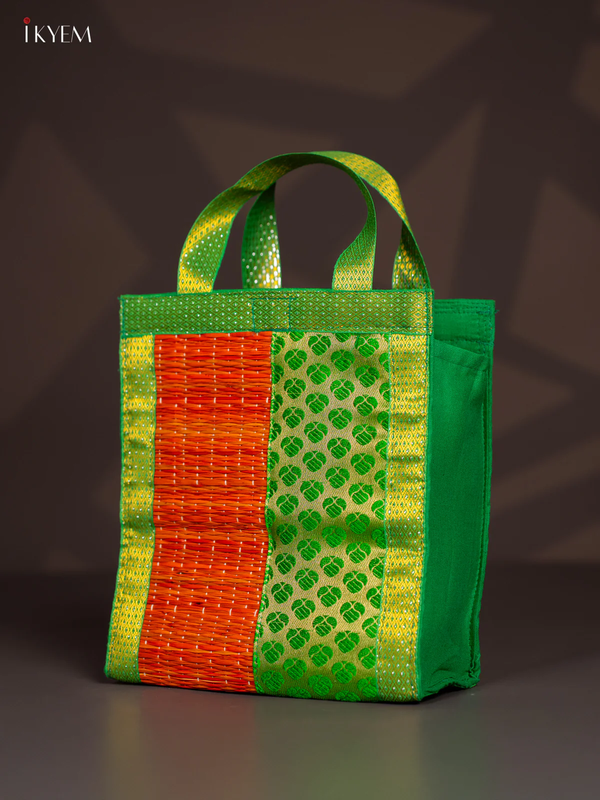 Green Raw Silk with Korai Bag - Orange - 9 Inch - KI22121 - Image 3