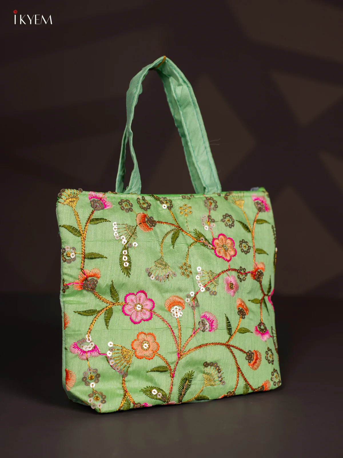 Designer Embroidered Handbag - Green - KI24122 - Image 2