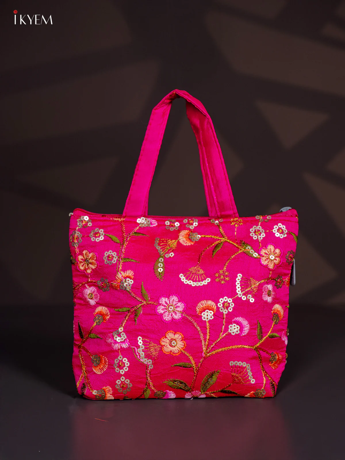 Designer Embroidered Handbag - Pink - KI24126