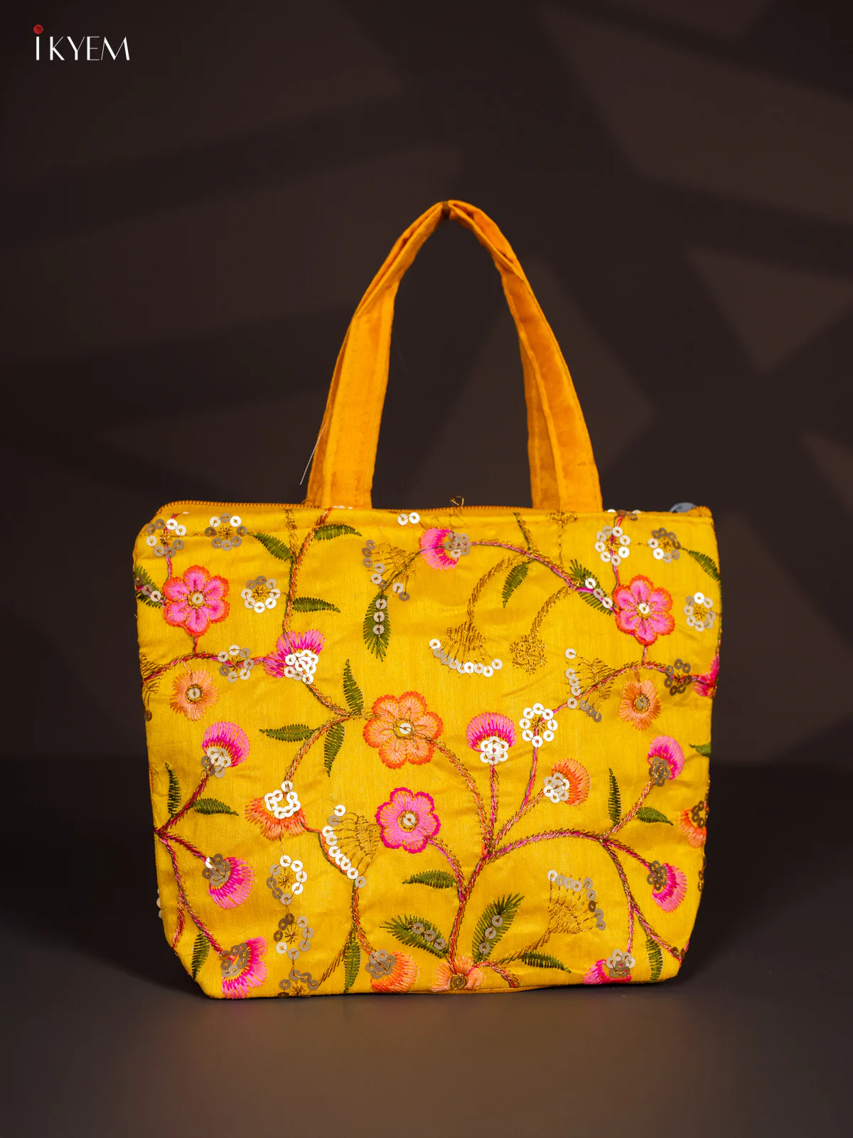 Designer Embroidered Handbag - Yellow - KI24127