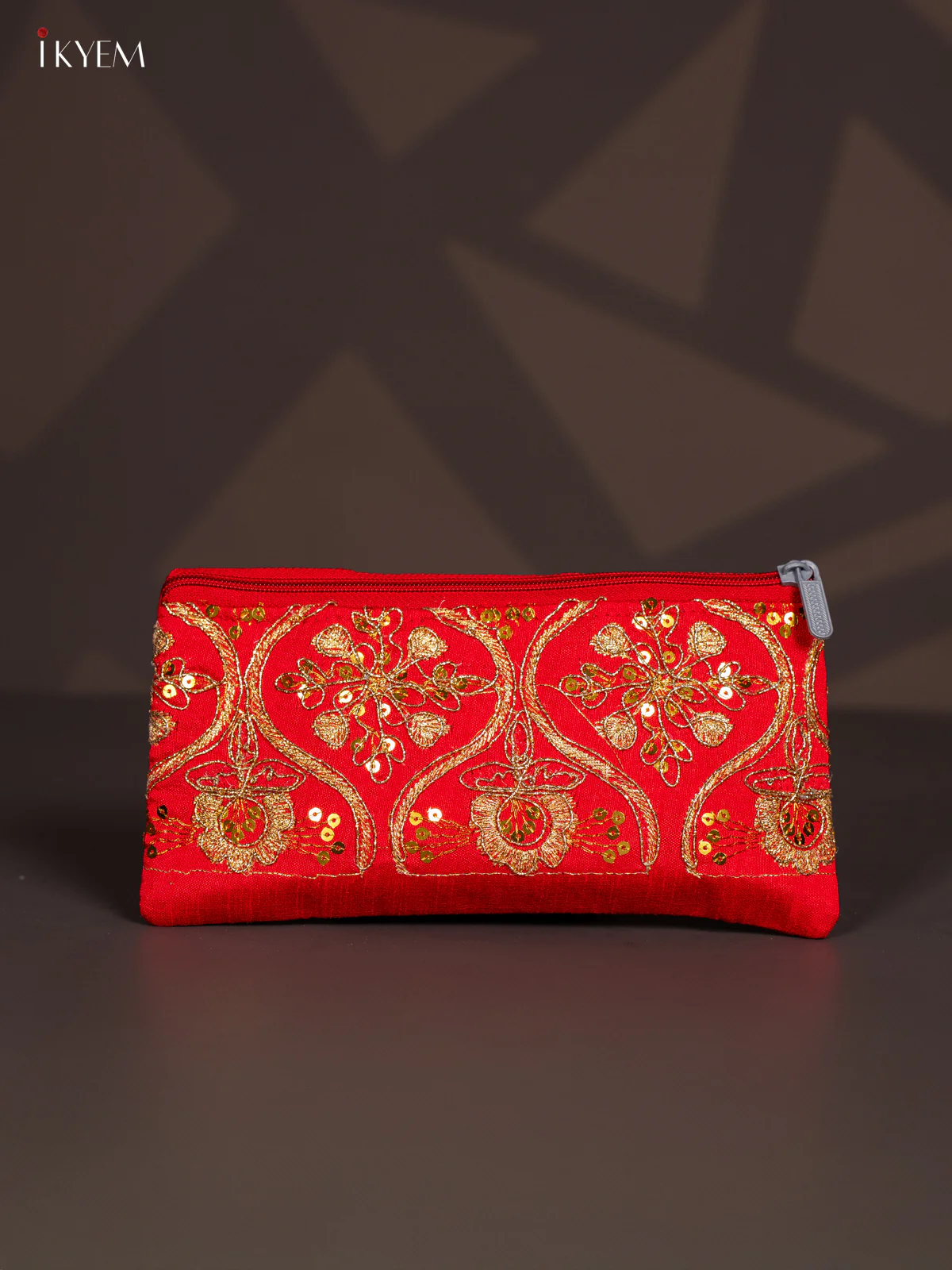 Golden Embroidered Work Purse - Red - KI24130