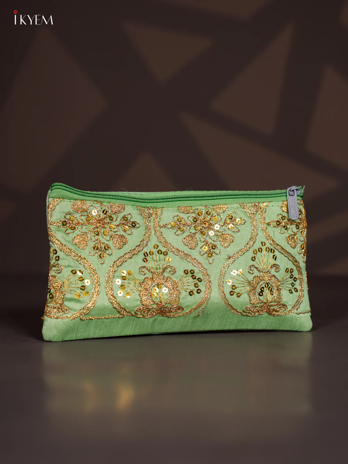 Golden Embroidered Work Purse - Green - KI24131 - Image 2