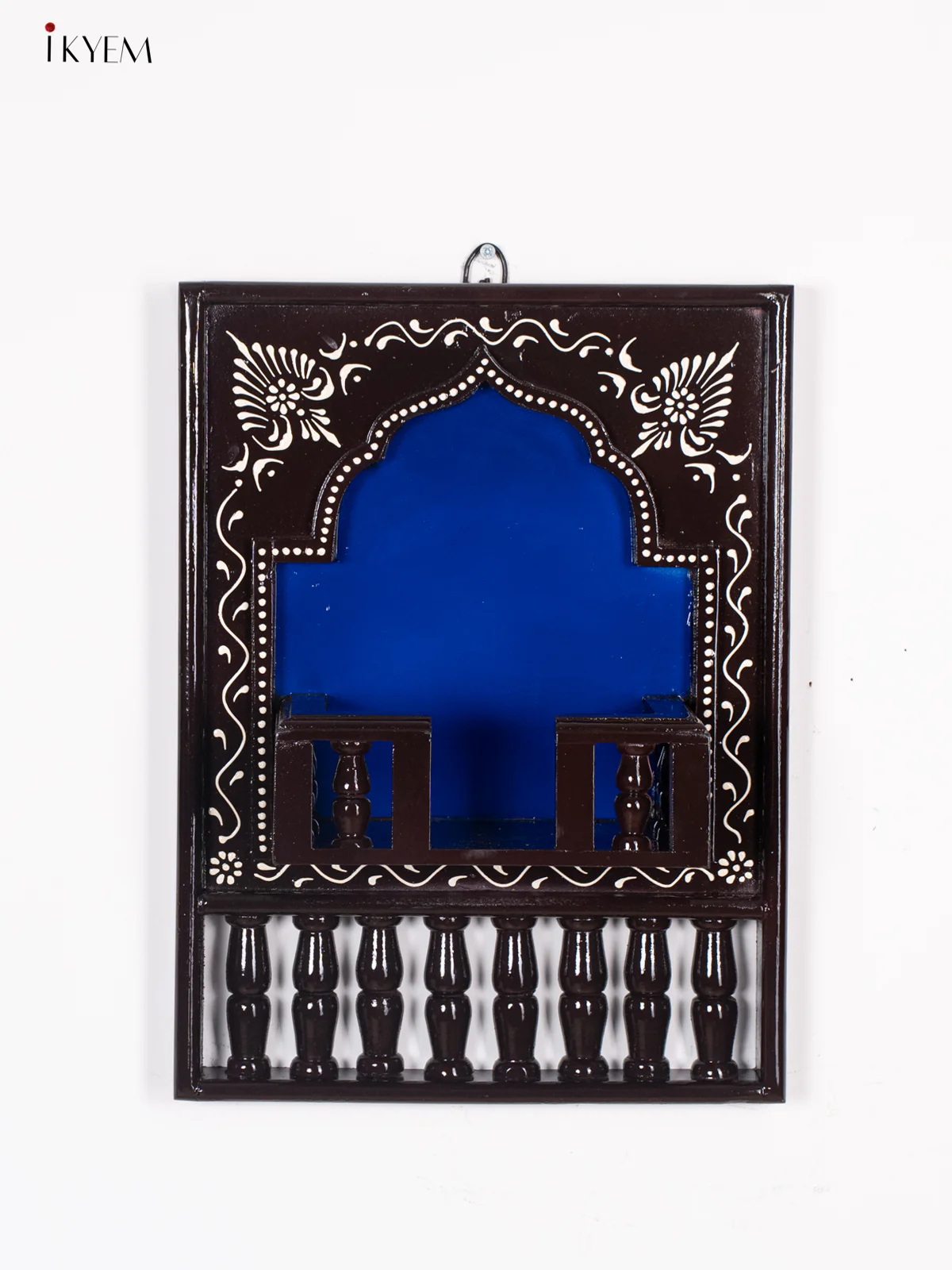 Wooden Hand Painted Jharokha Frame with Stand - Blue - 16 Inches - KI27114