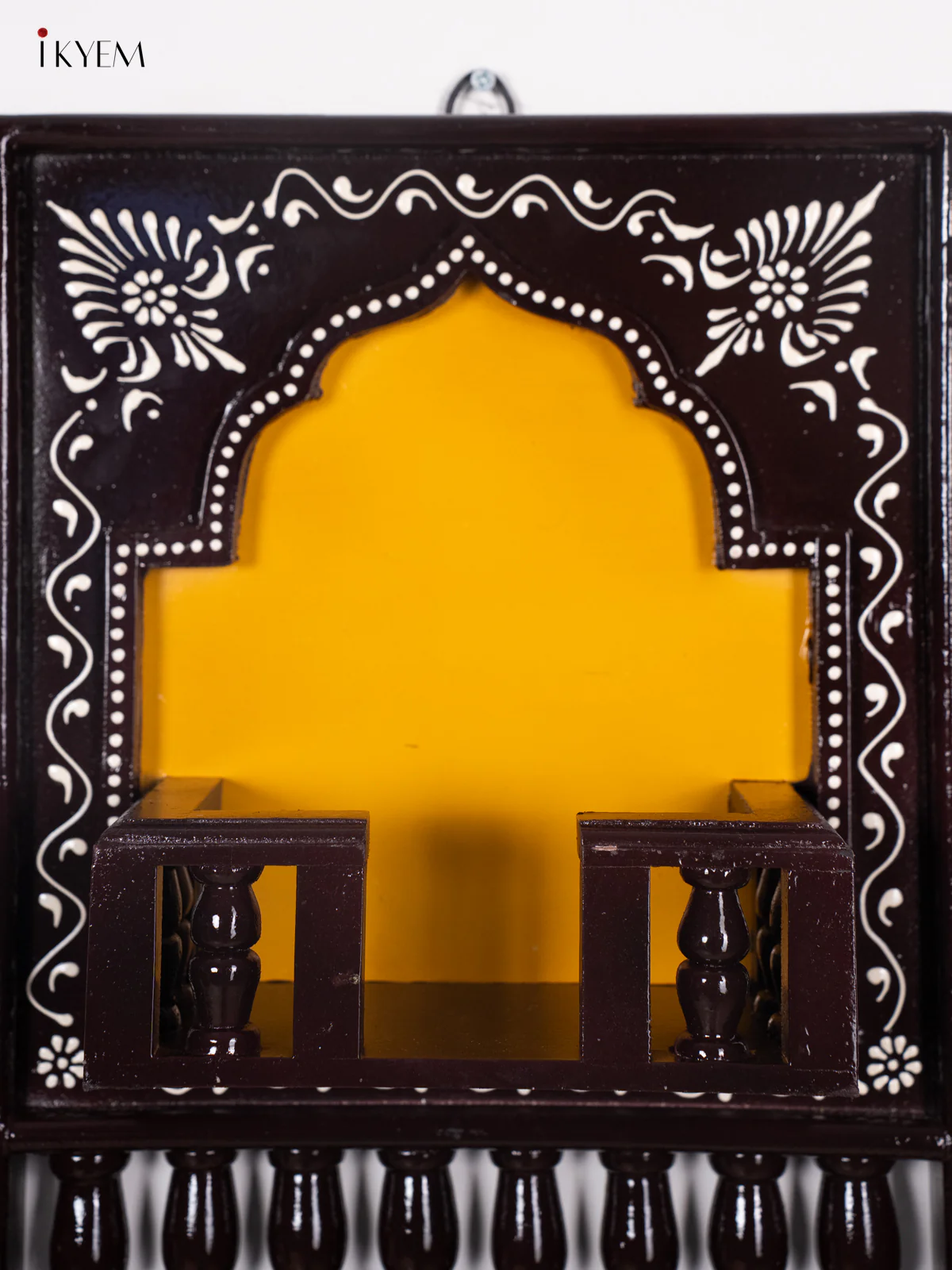 Wooden Hand Painted Jharokha Frame with Stand - yellow - 16 Inches - KI27115 - Image 3