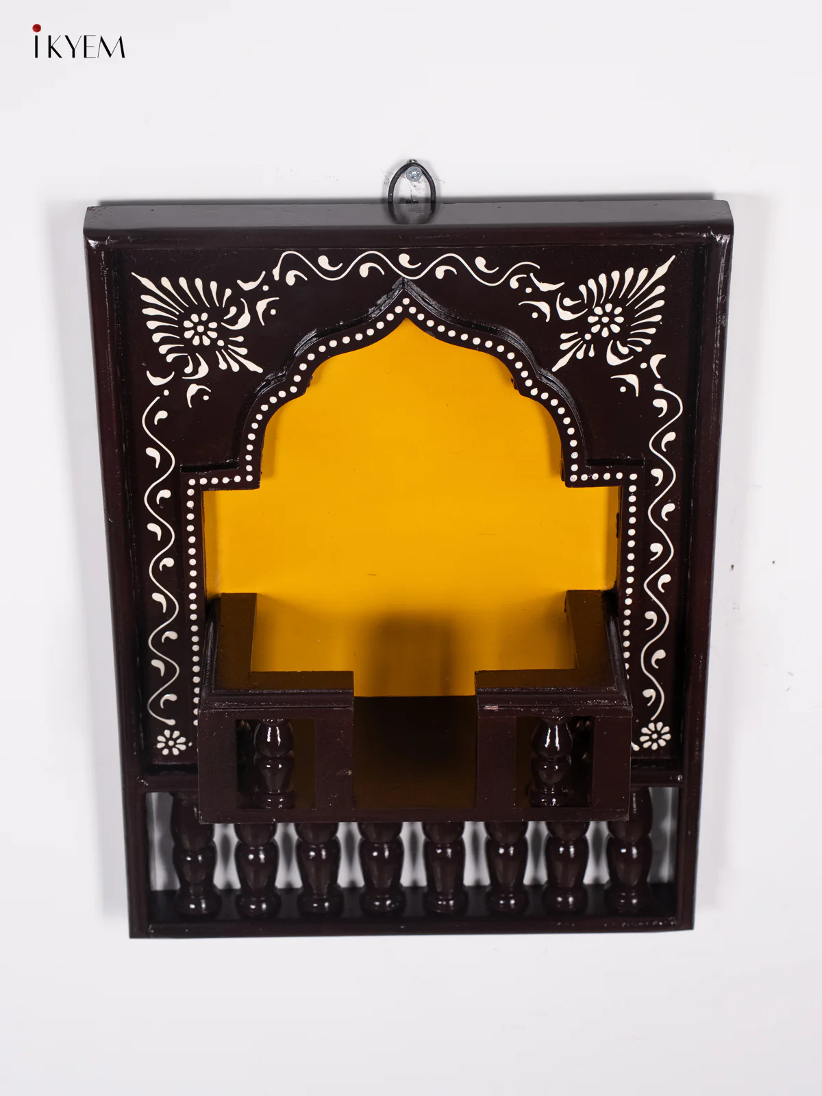 Wooden Hand Painted Jharokha Frame with Stand - yellow - 16 Inches - KI27115 - Image 4