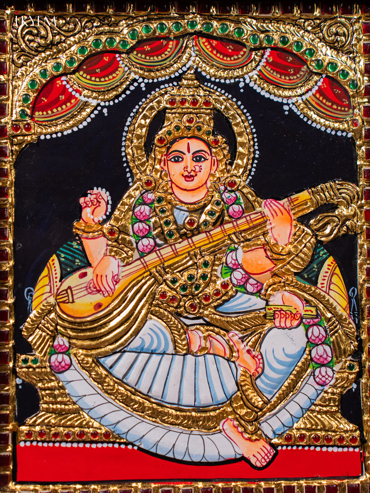 Saraswathi Tanjore painting (13*11) - KJ03134 - Image 3