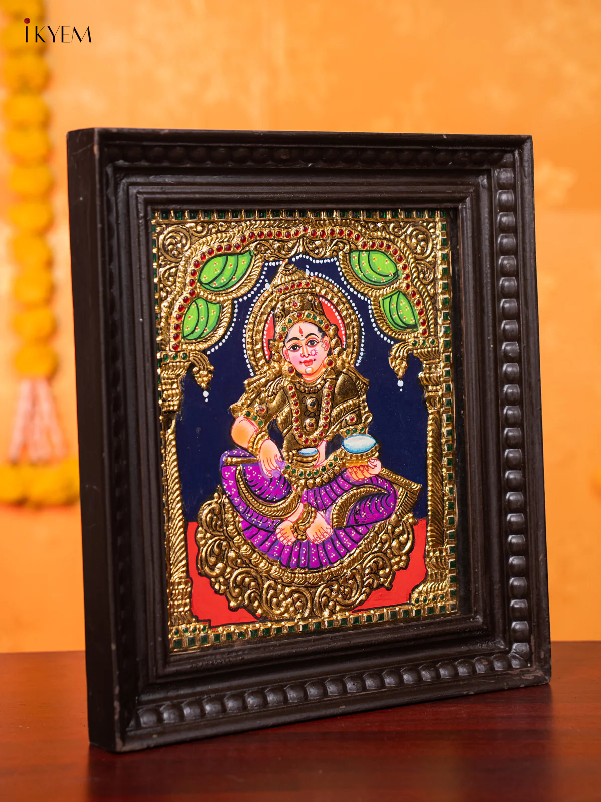 The Divine Radiance of Goddess Annapoorani Tanjore painting (15*13) - KJ03198 - Image 4