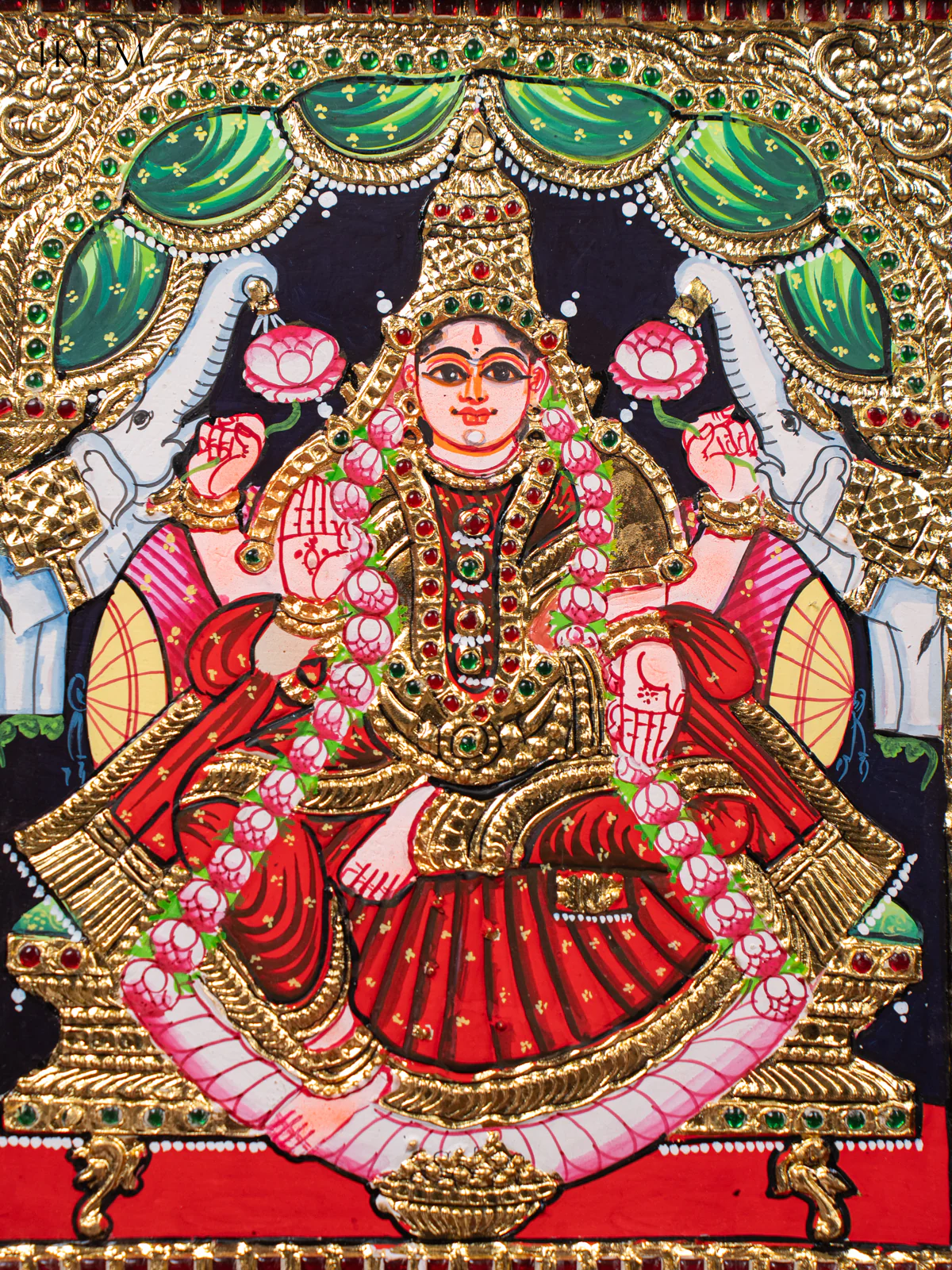 Gajalakshmi Tanjore painting (15*13) - Image 3