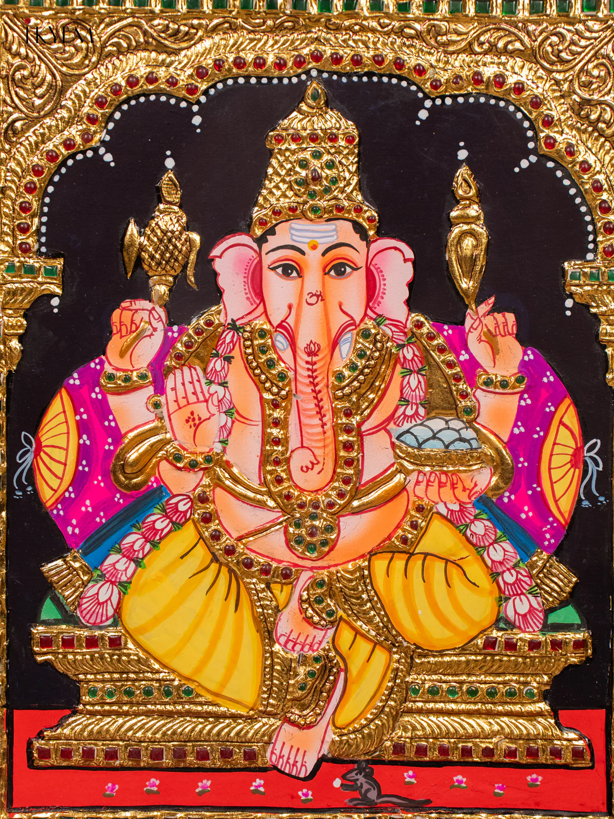Ganesha Tanjore painting (18×15) - KJ03223 - Image 2