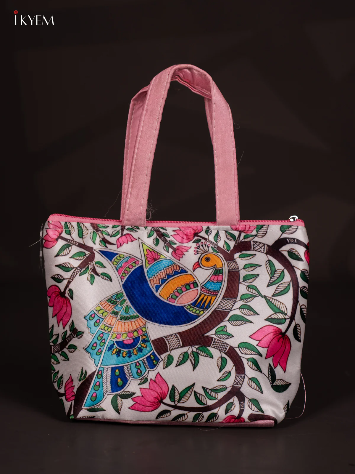Peacock Designer Handbag - Baby Pink - 7 Inch - KJ04126
