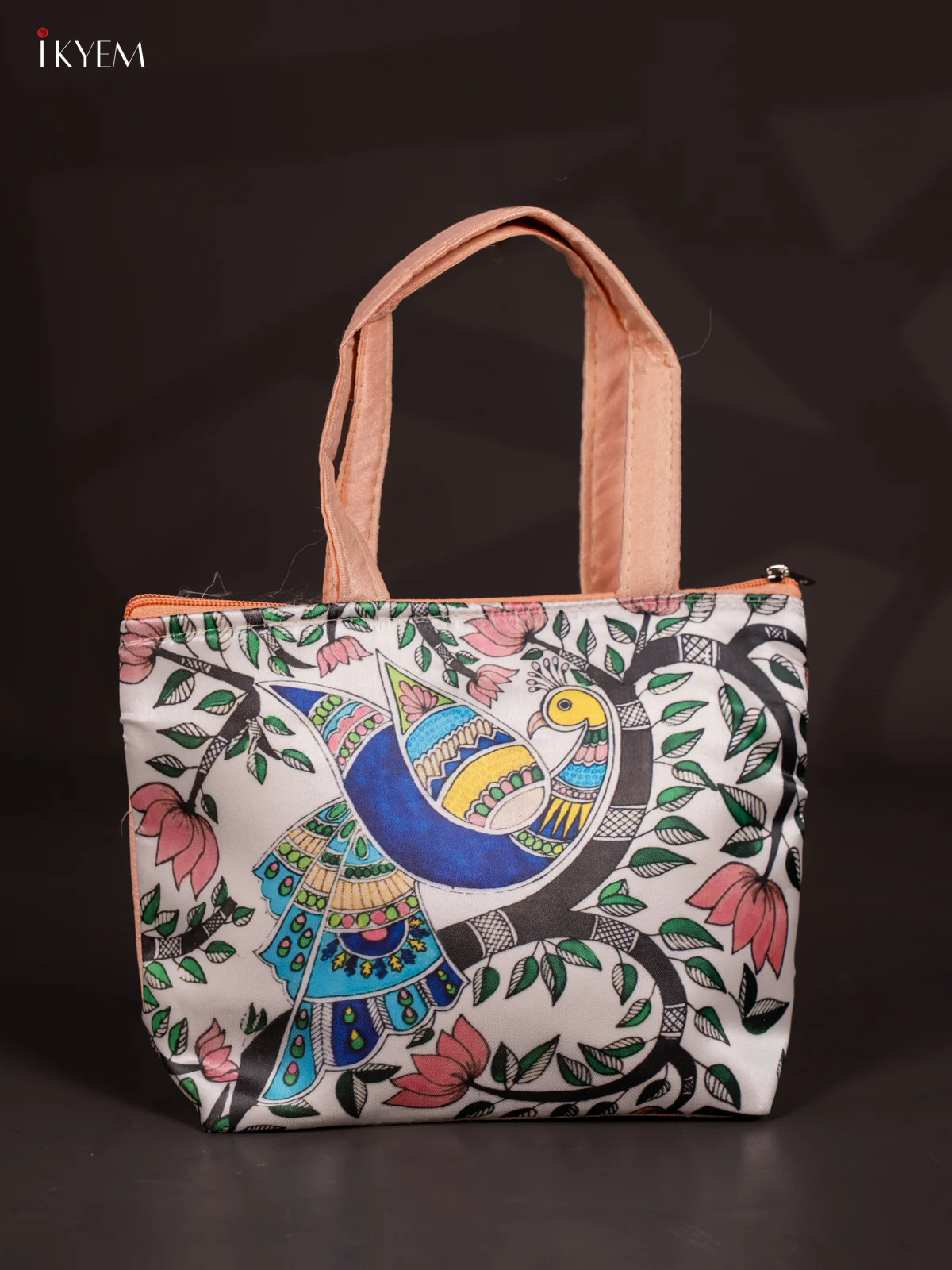 Peacock Designer Handbag - Cream - 7 Inch - KJ04131