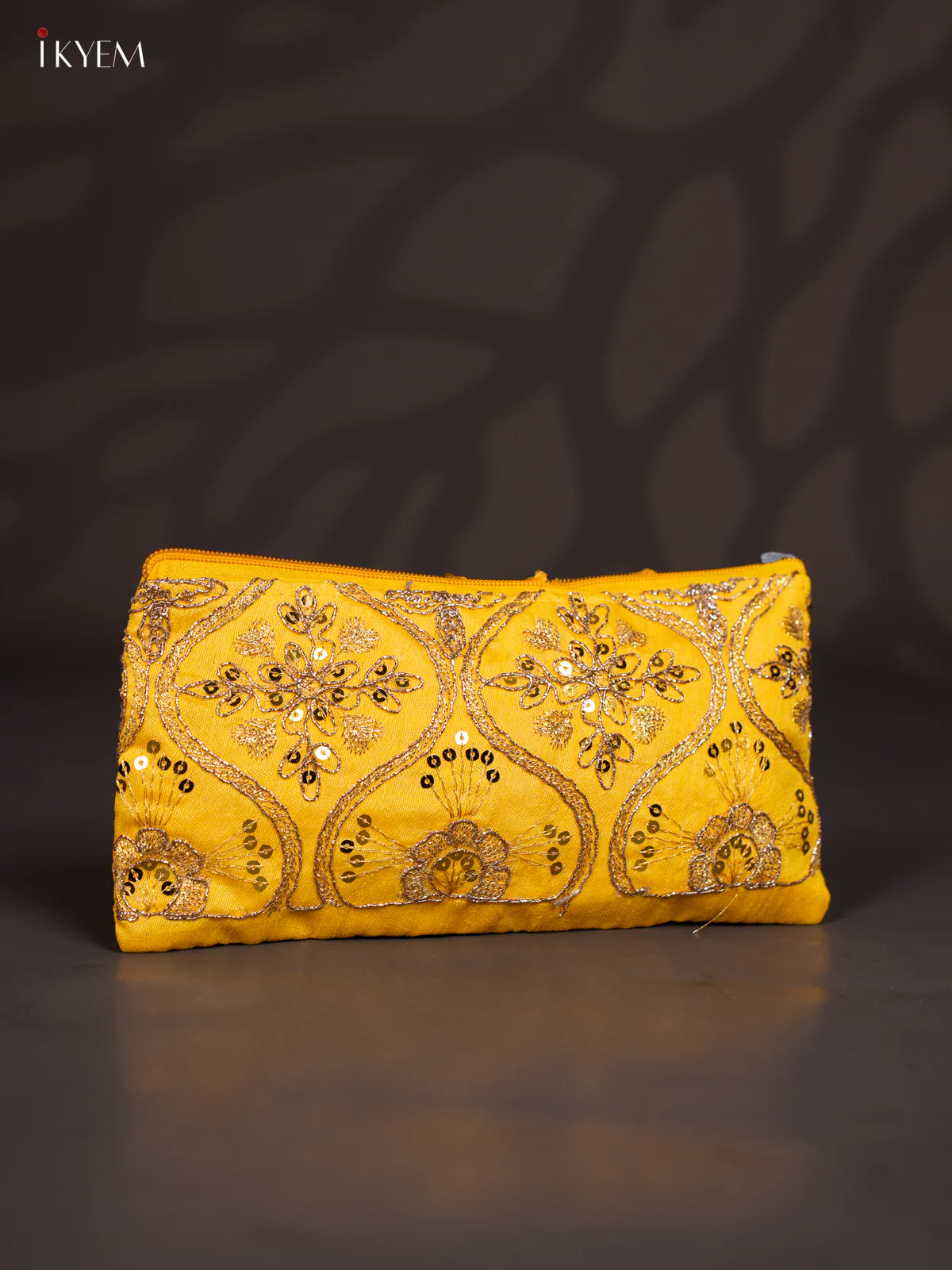 Golden Embroidered Work Purse - Yellow - KJ04138 - Image 2