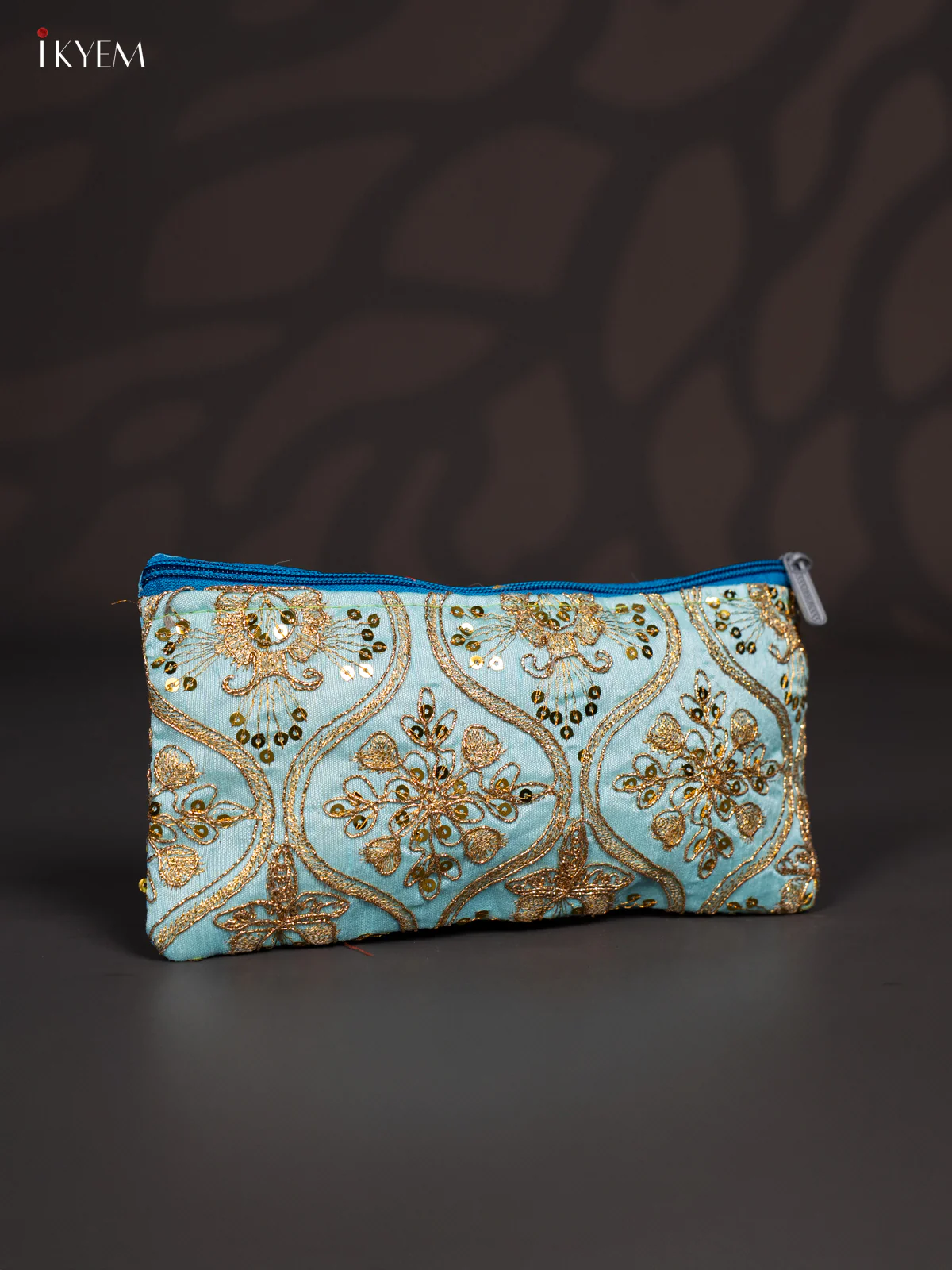 Golden Embroidered Work Purse - Sky Blue - KJ04139 - Image 2