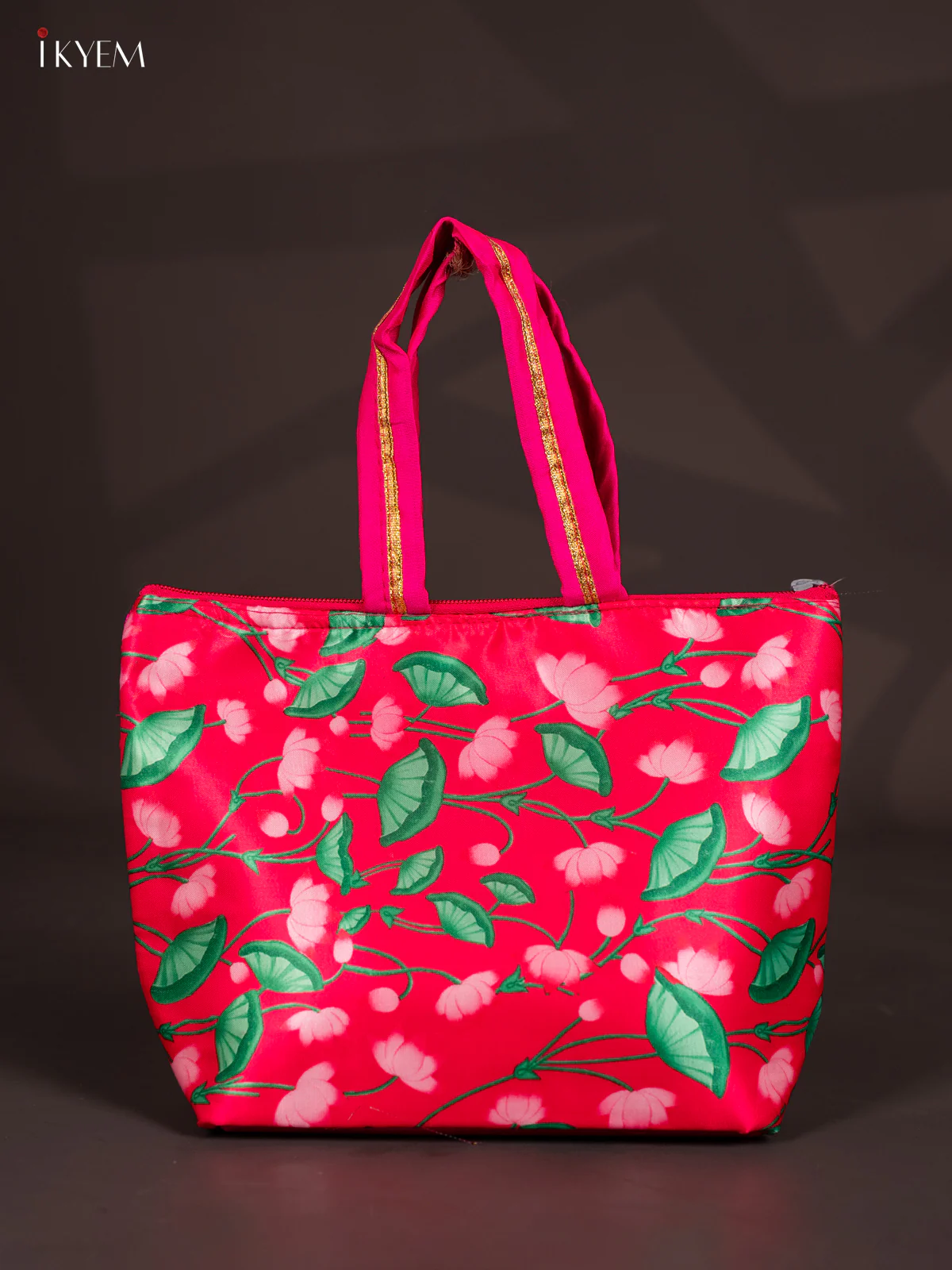 Pichwai Lotus Design Pink Handbag - 7.3 Inch - KJ04156