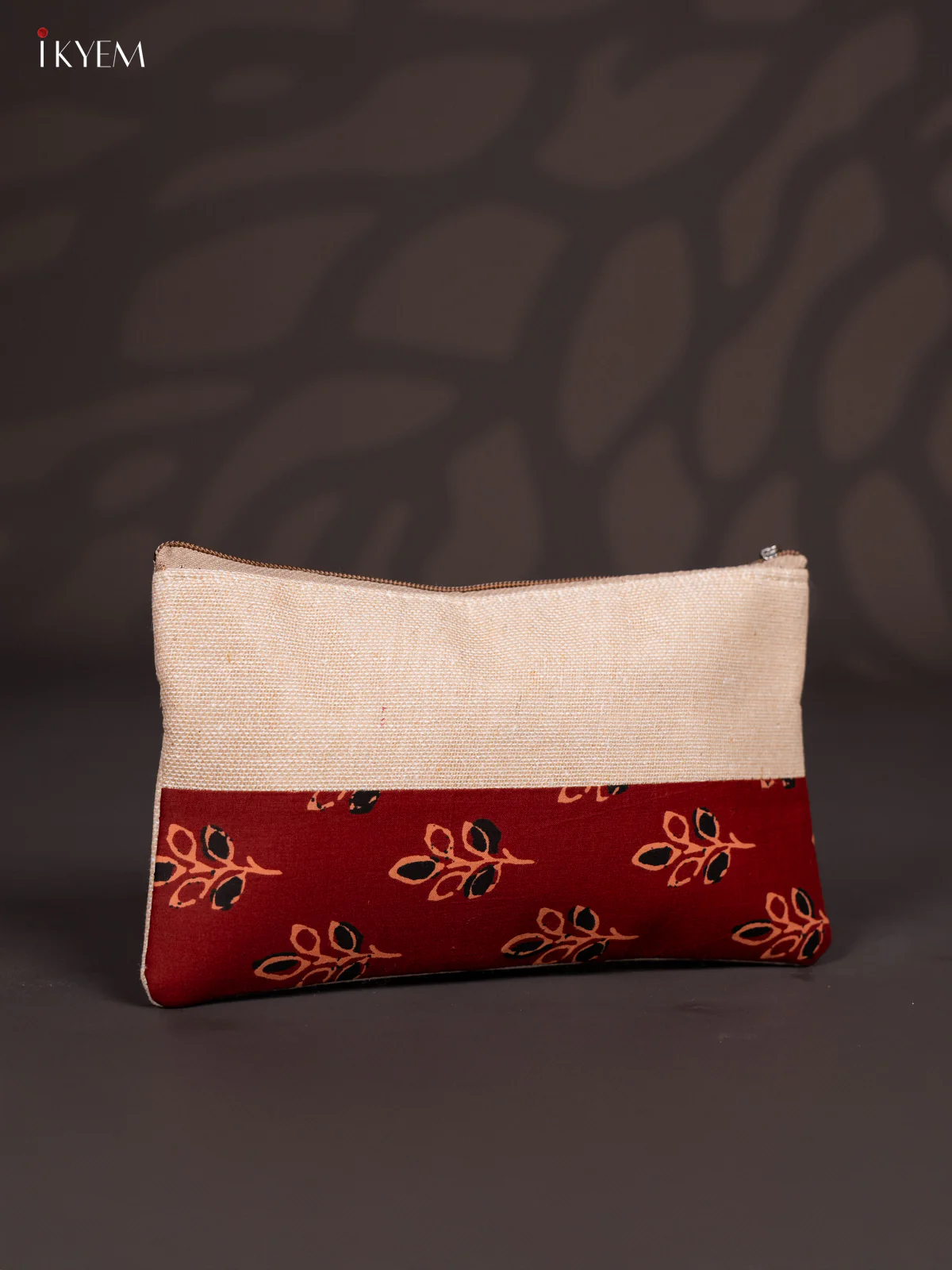 Fabric Printed Jute Pouch - Marron - KJ04172 - Image 2