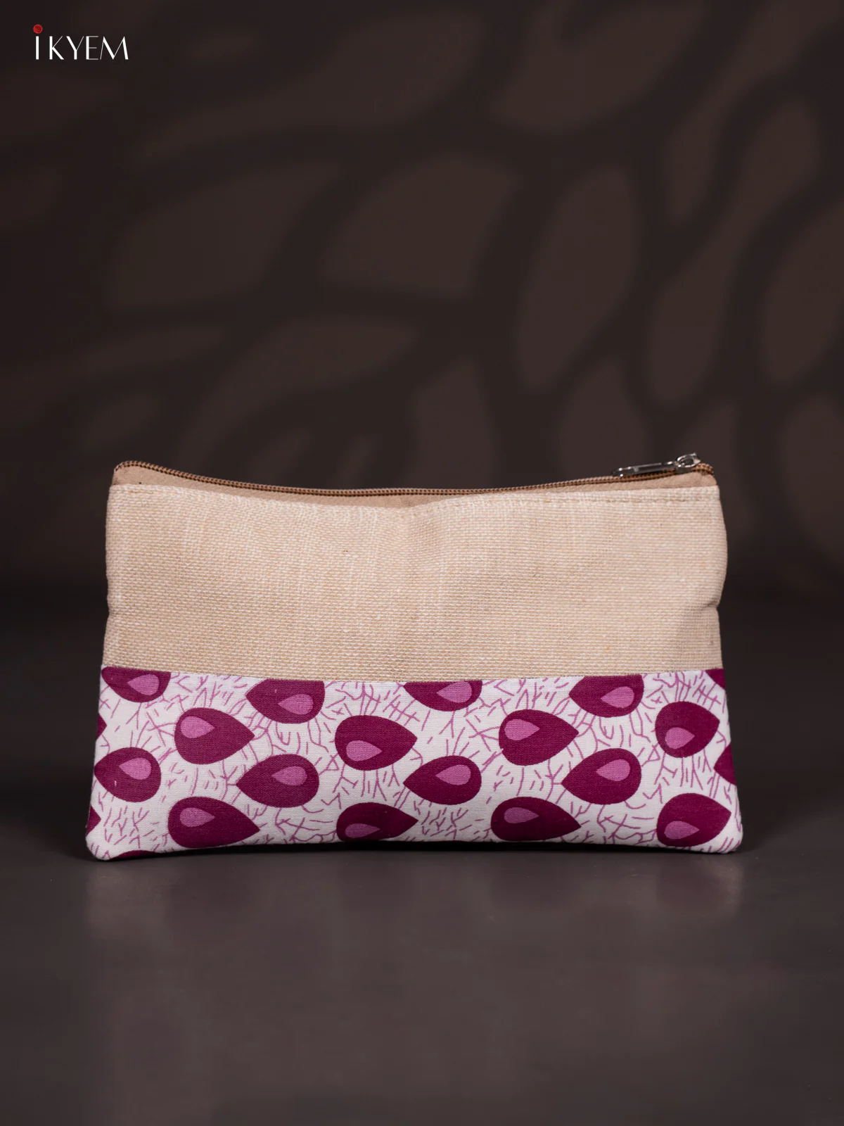 Jute Purse - Leaf print - Purple - KJ04179