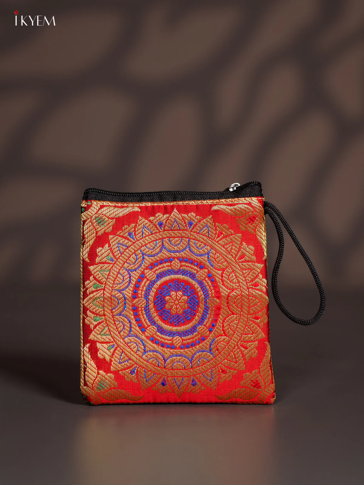 Kolam designed Banarasi Coin Pouch - Red - KJ06125
