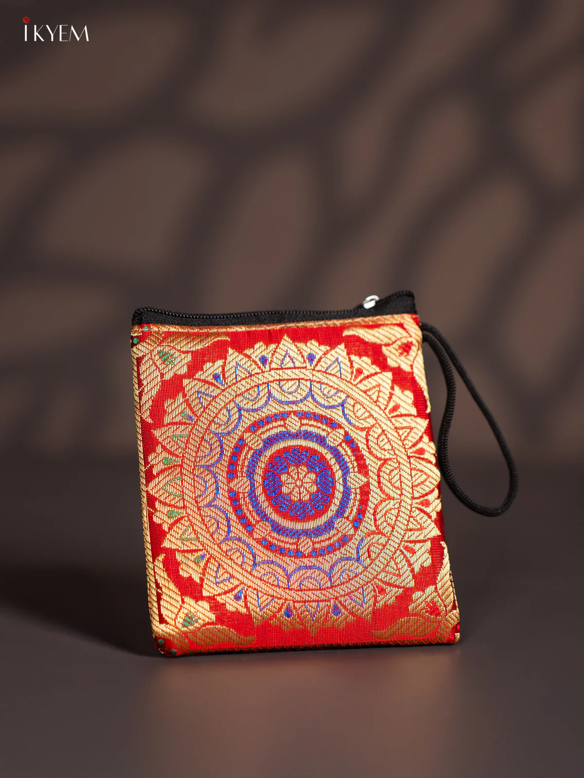 Kolam designed Banarasi Coin Pouch - Red - KJ06125 - Image 2