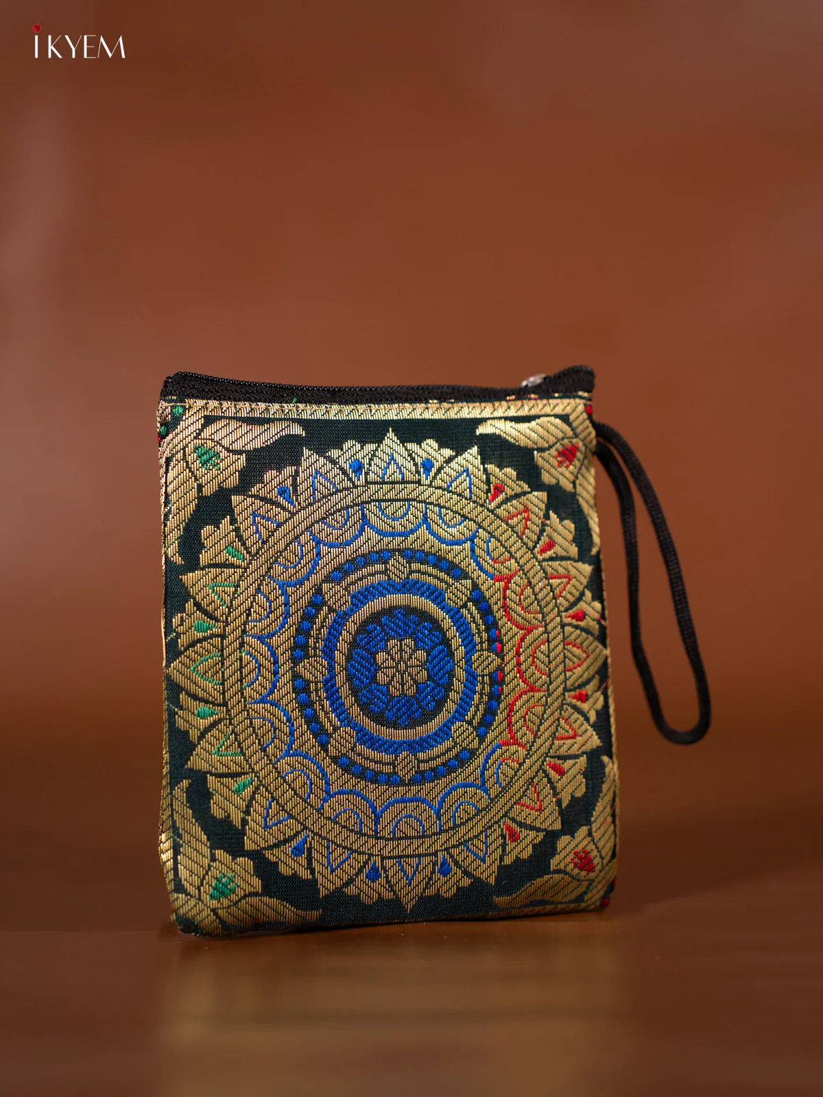 Kolam designed Banarasi Coin Pouch - Green - KJ06126 - Image 2